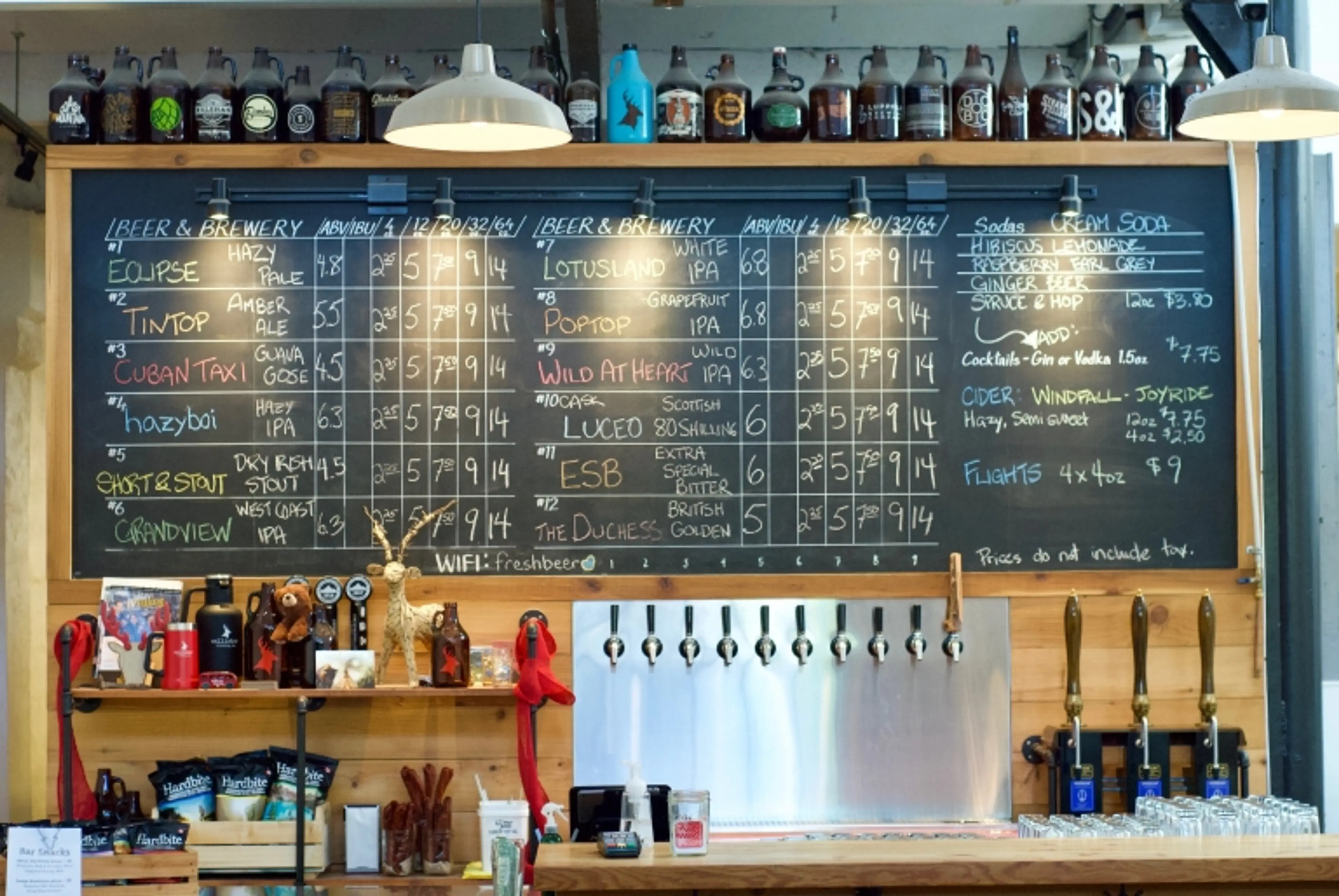 The bar at Callister Brewing in Vancouver