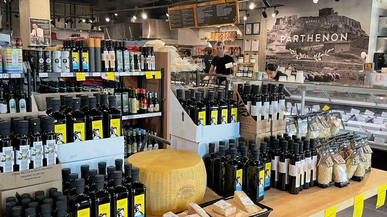 Olive oils, cheeses, and more at Parthenon Market