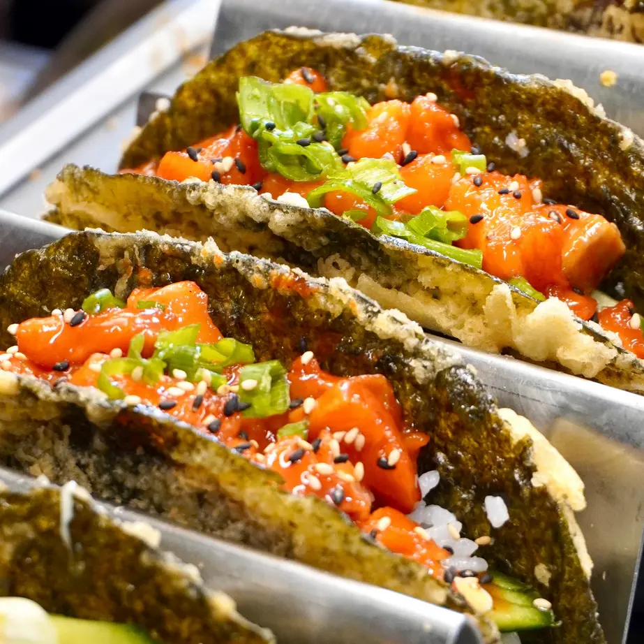 Sushi tacos from Taco Nori Sushi Tacos at the Richmond Night Market