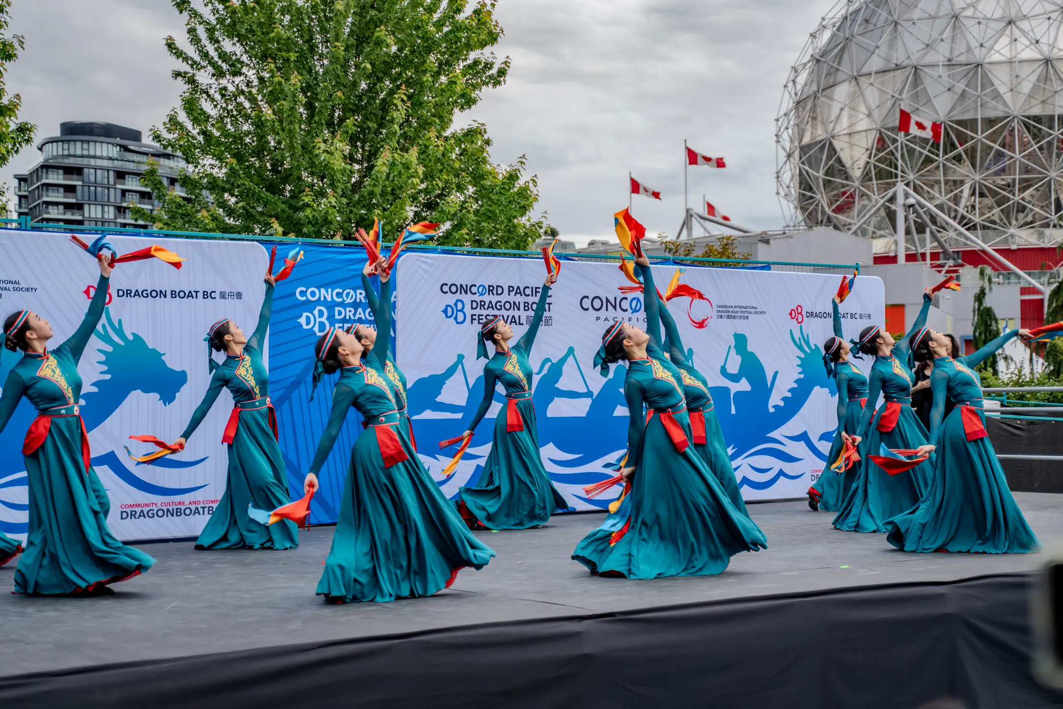 Dancers on stage at the Concord Pacific Dragon Boat Festival