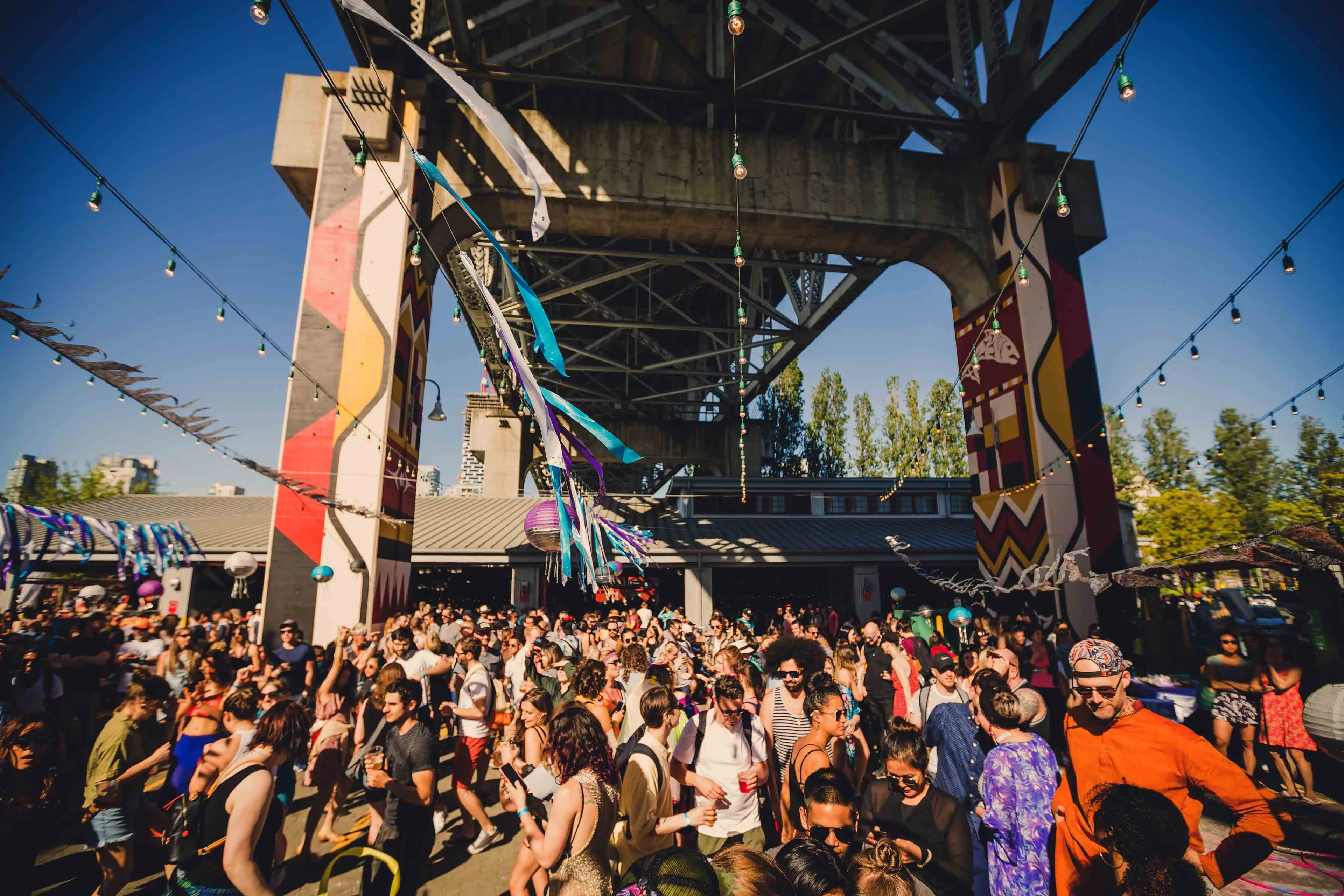 People celebrating on Granville Island