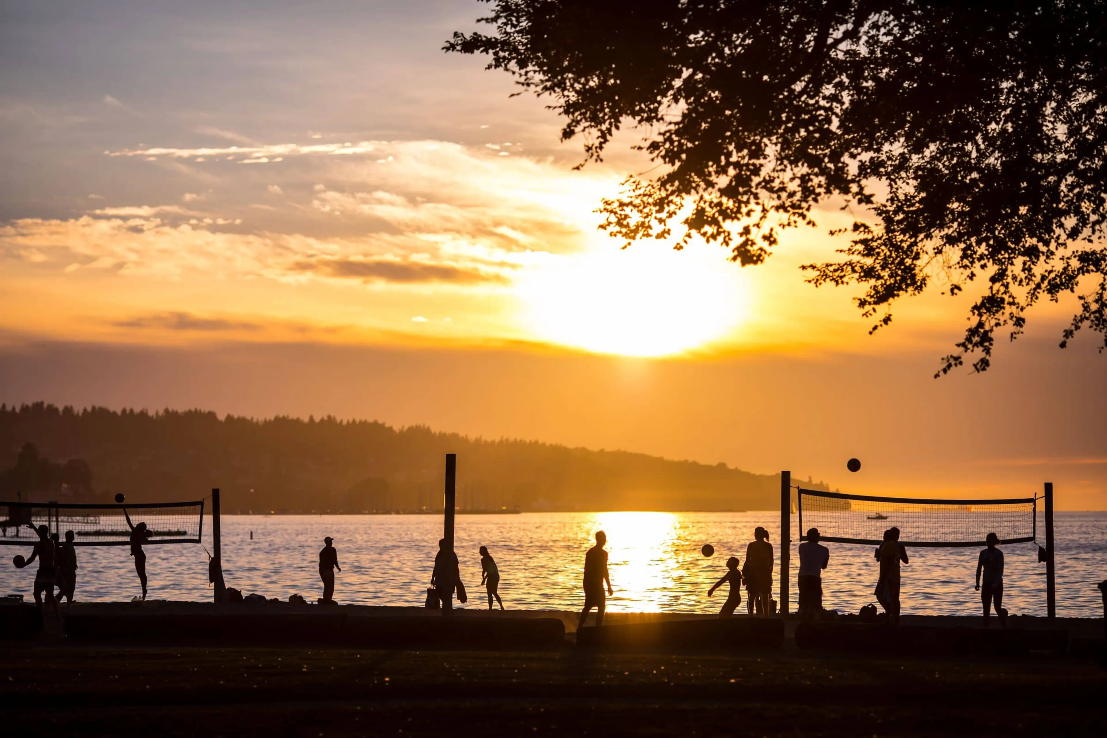 Sunset at Sunset Beach in Vancouver.