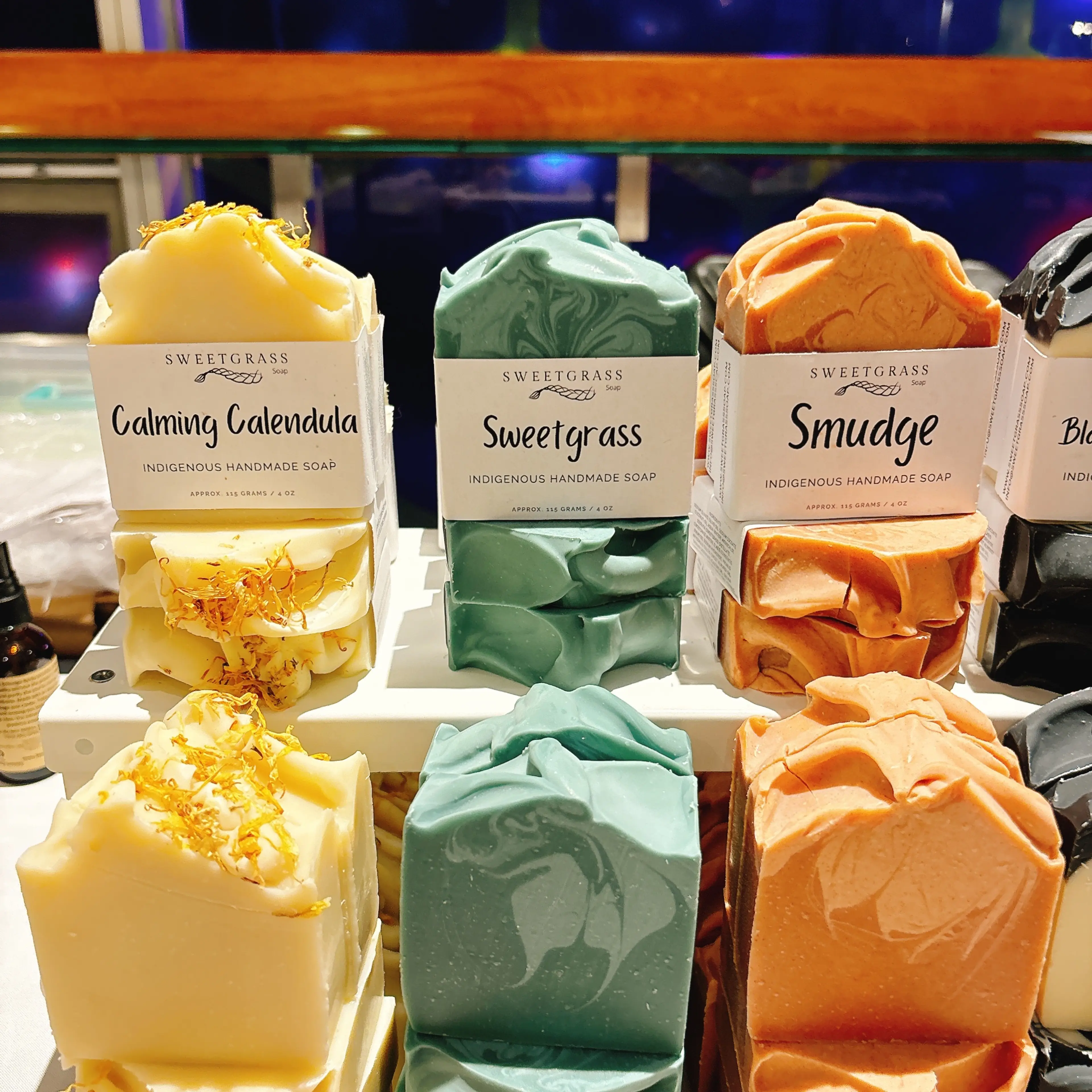 Bars of soap from Sweet Grass Soap at Vancouver Indigenous Fashion Week