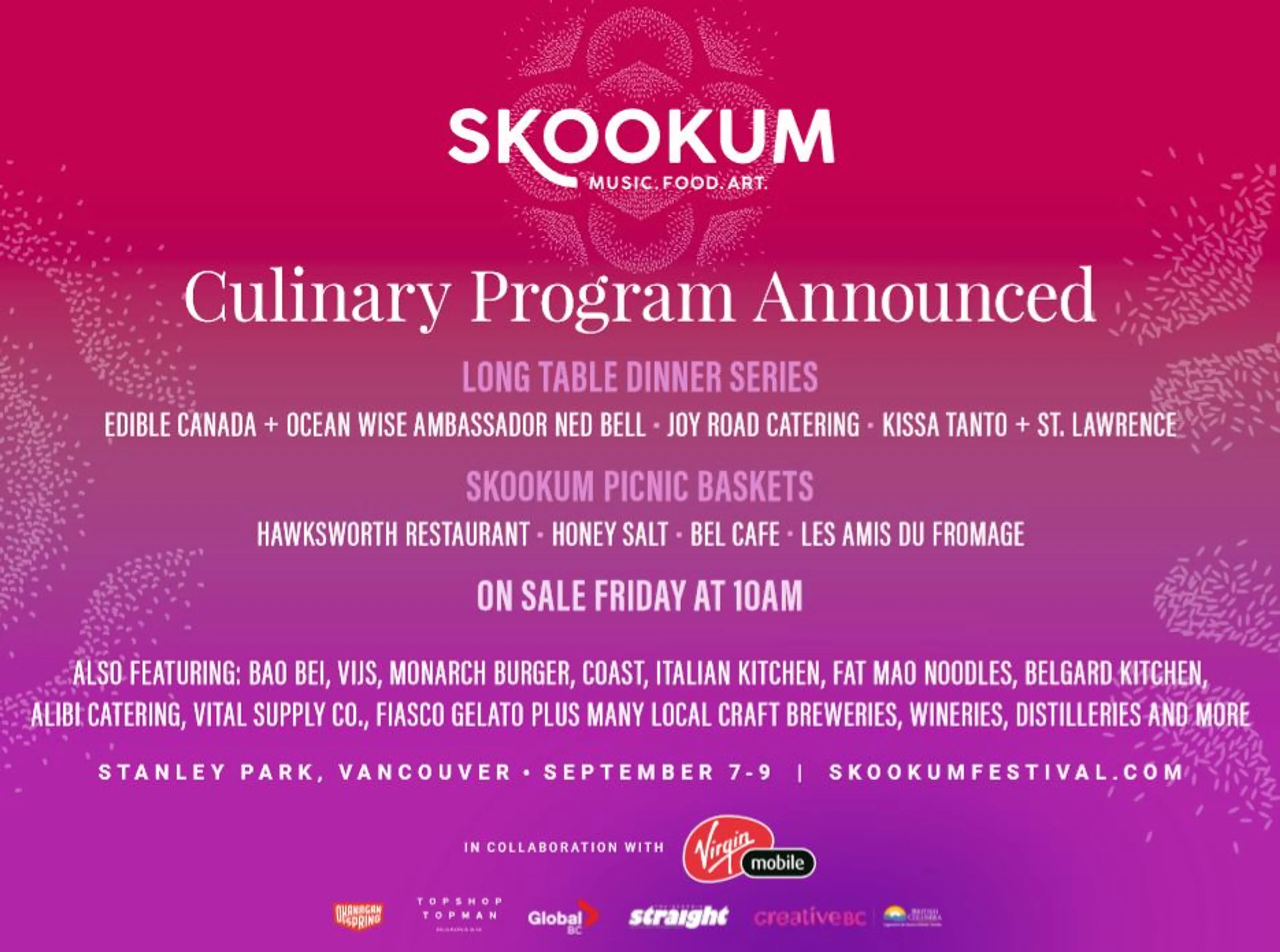 SKOOKUM Music Festival Unveils Culinary Program