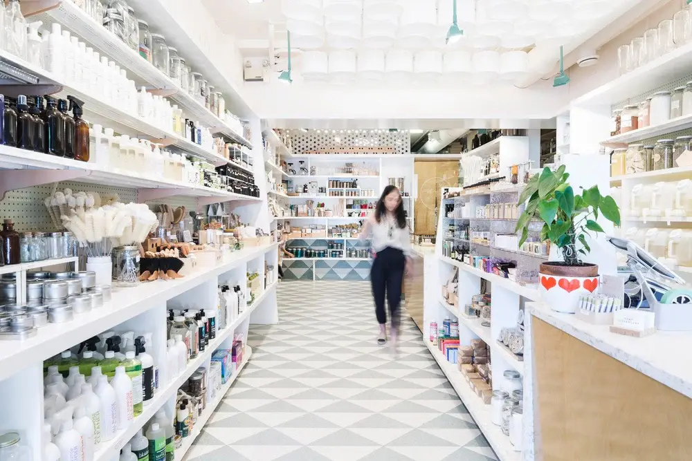 Zero-waste products on shelves at The Soap Dispensary in Vancouver