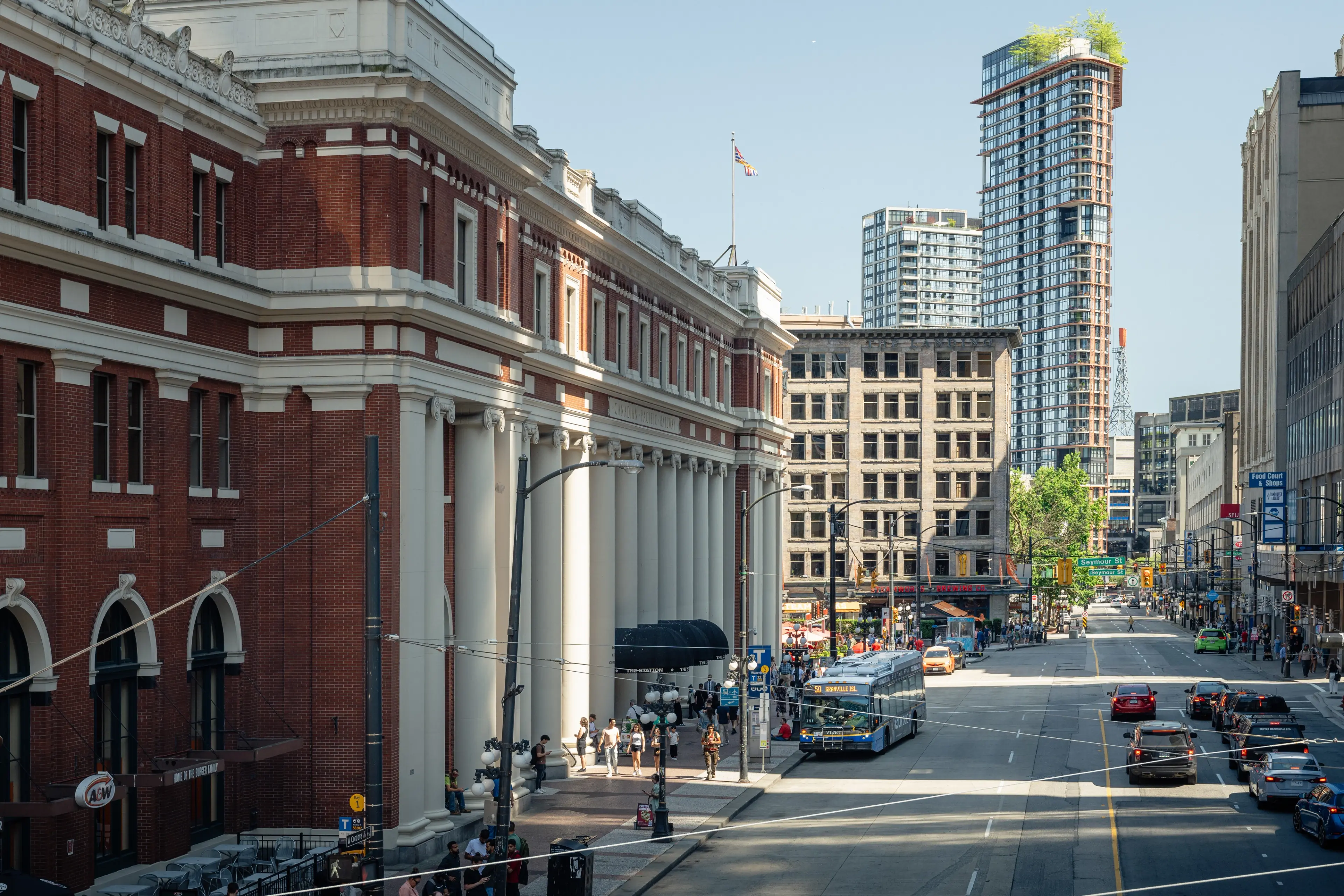 An image of the Waterfront Station in Vancouver near Gastown.