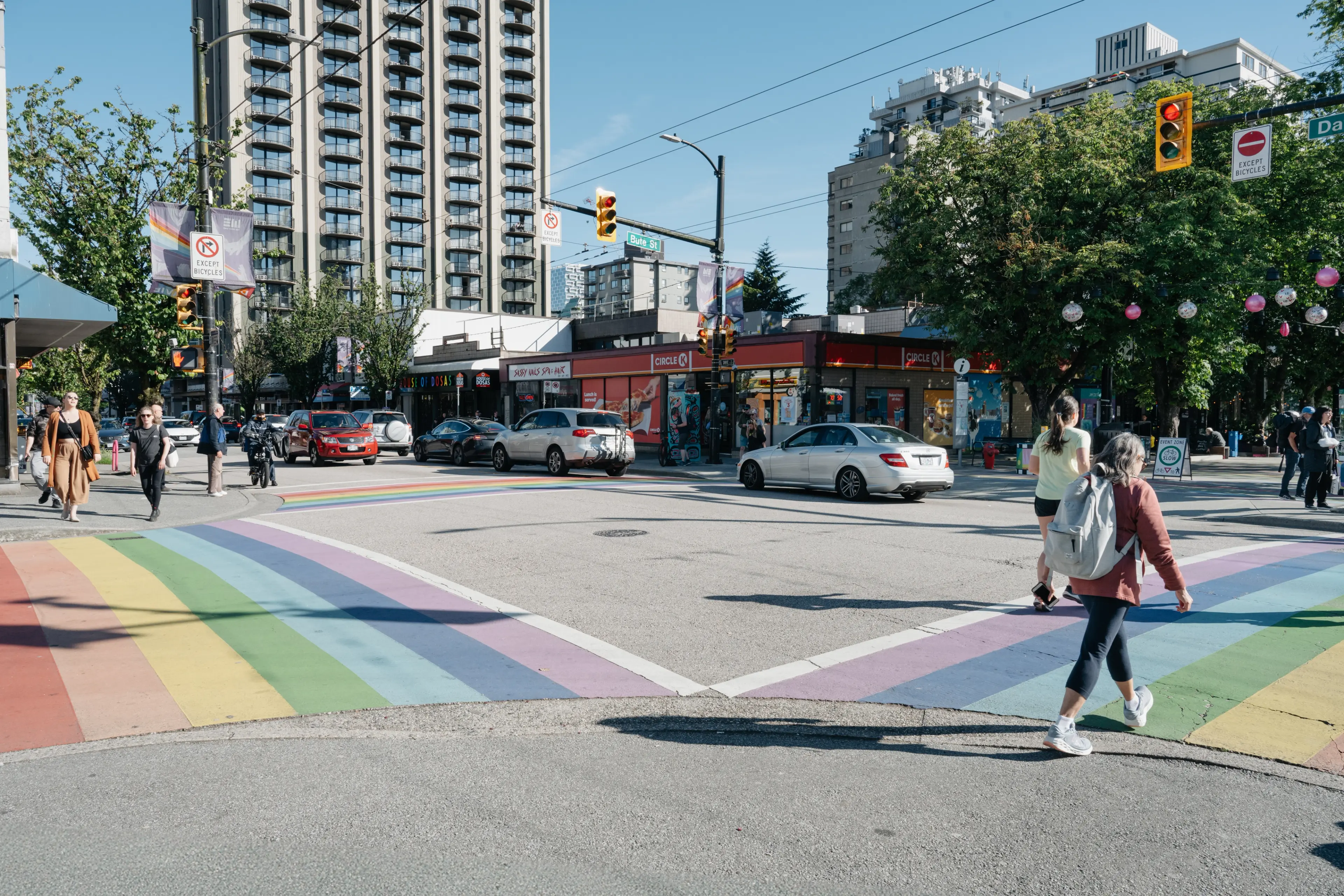 Rainbow crosswalk on Davie Street. 