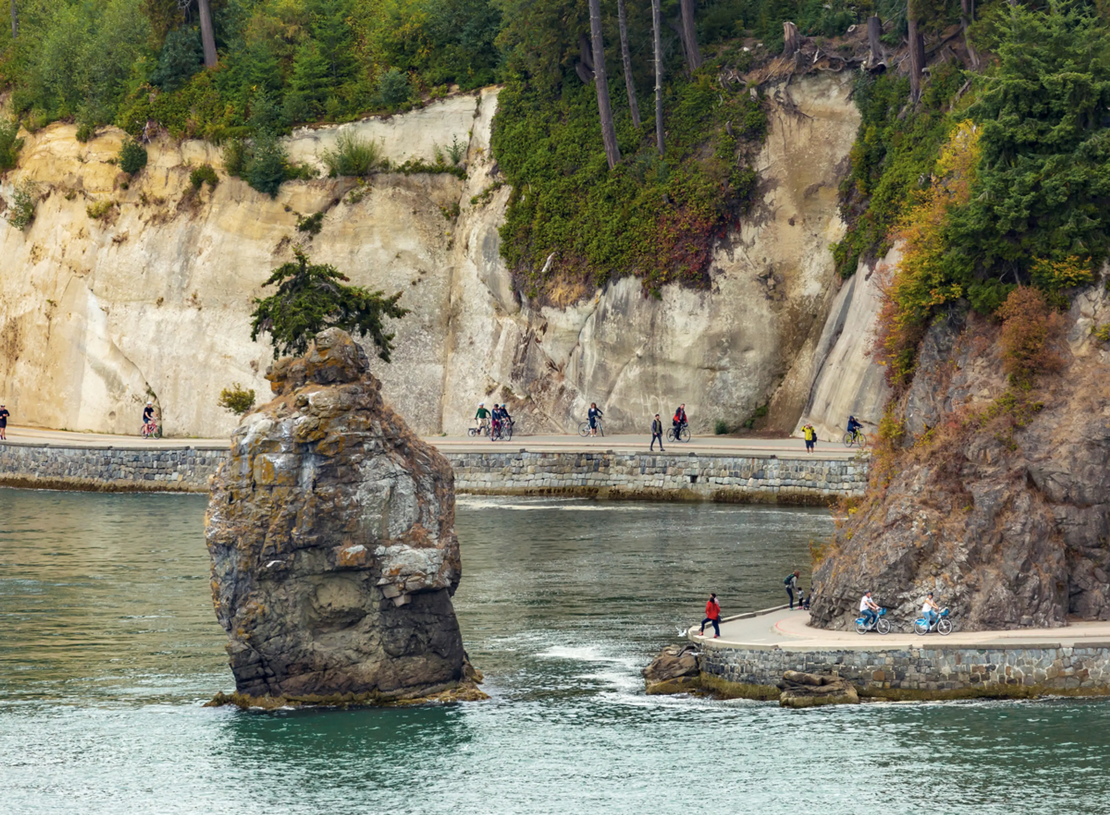 Cyclists on the Stanley Park Seawall in Vancouver