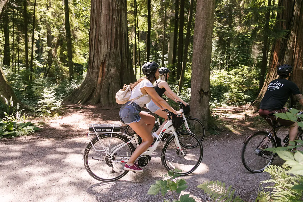 e-biking in Stanley Park