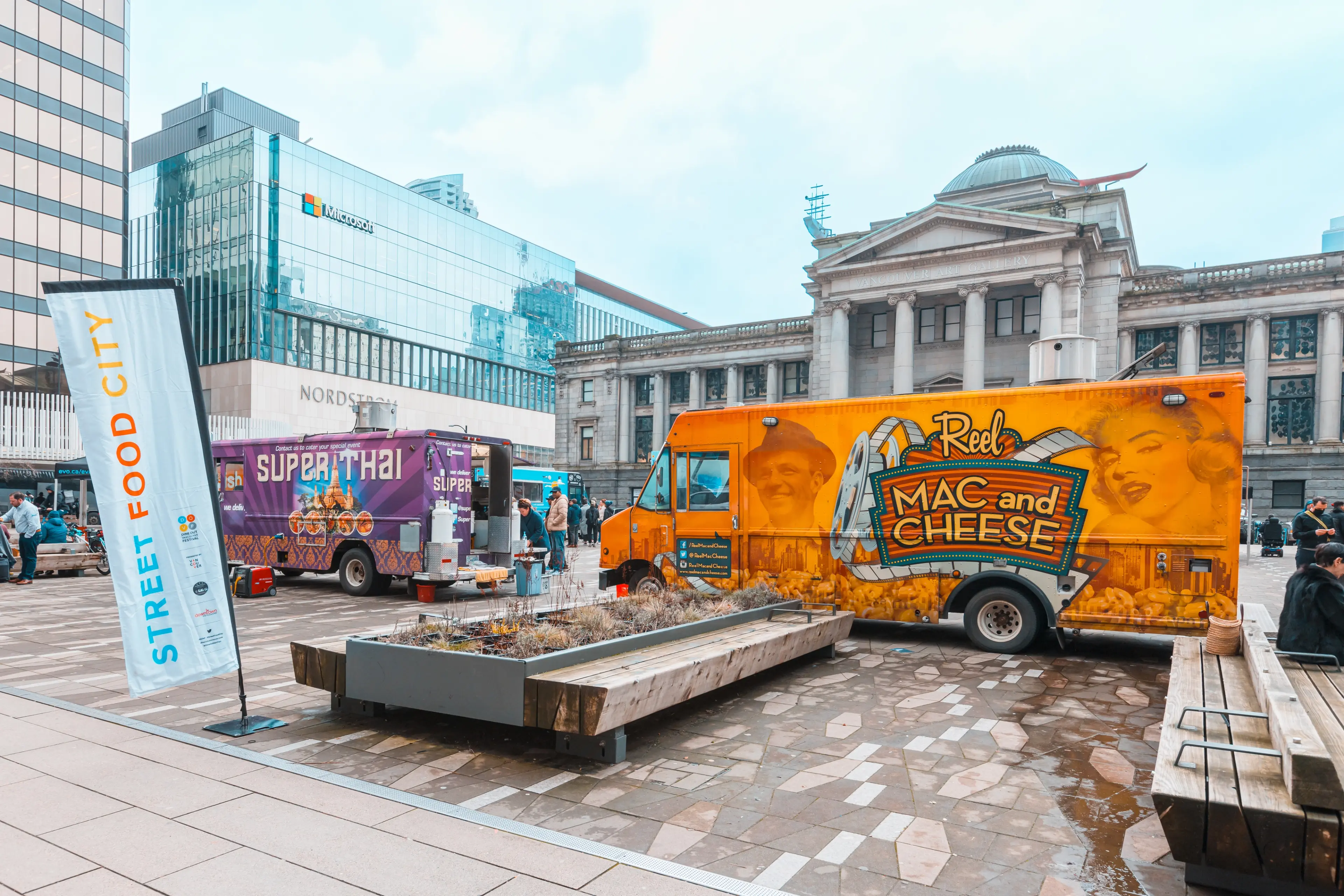 Food trucks on Robson Square at the Street Food City Event in Vancouver.