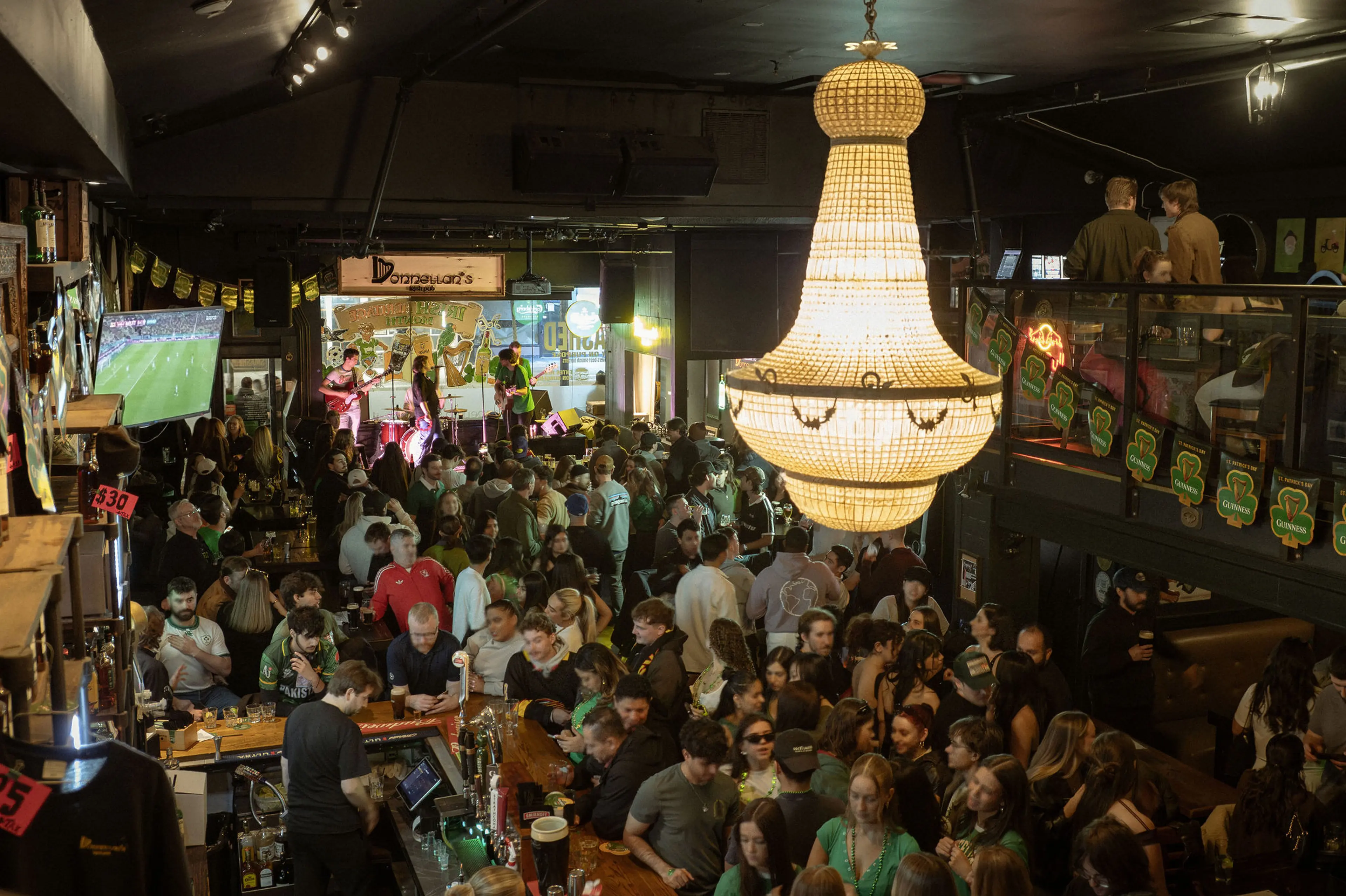 Donnellan's Irish Pub during St. Patrick's Day in Vancouver filled up with people.