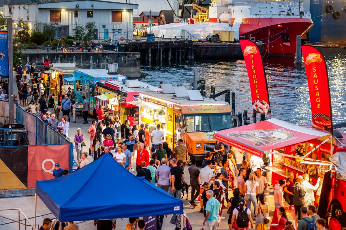 Food trucks and vendors at the Shipyards Night Market