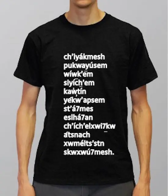 T-shirt on sale on the Squamishlanguage.com website