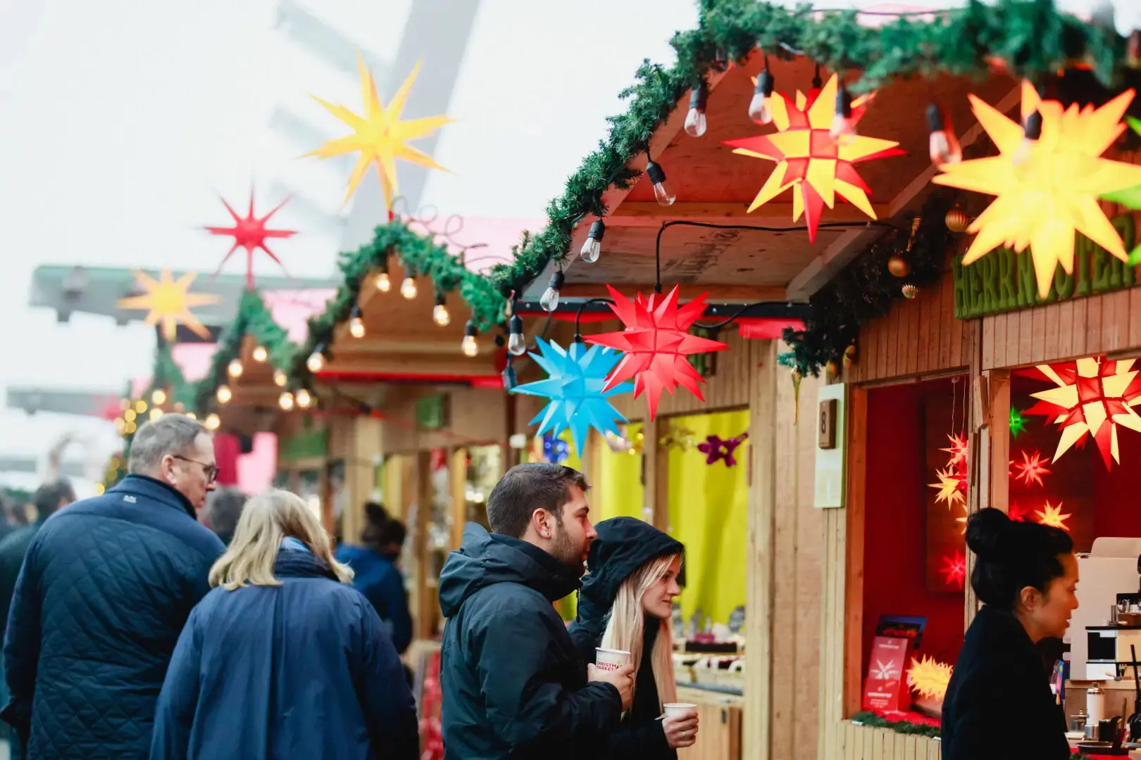 People shop for ornaments at the Vancouver Christmas Market