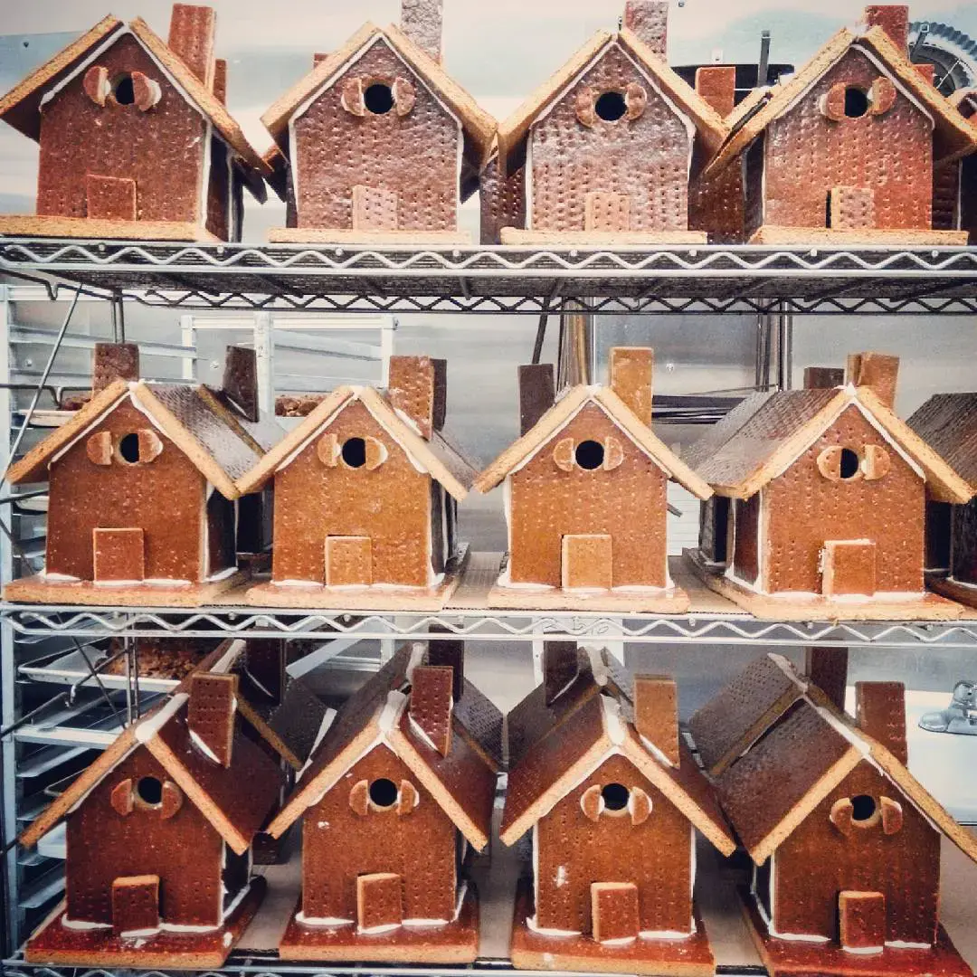 Undecorated gingerbread houses from the Swiss Bakery in Vancouver