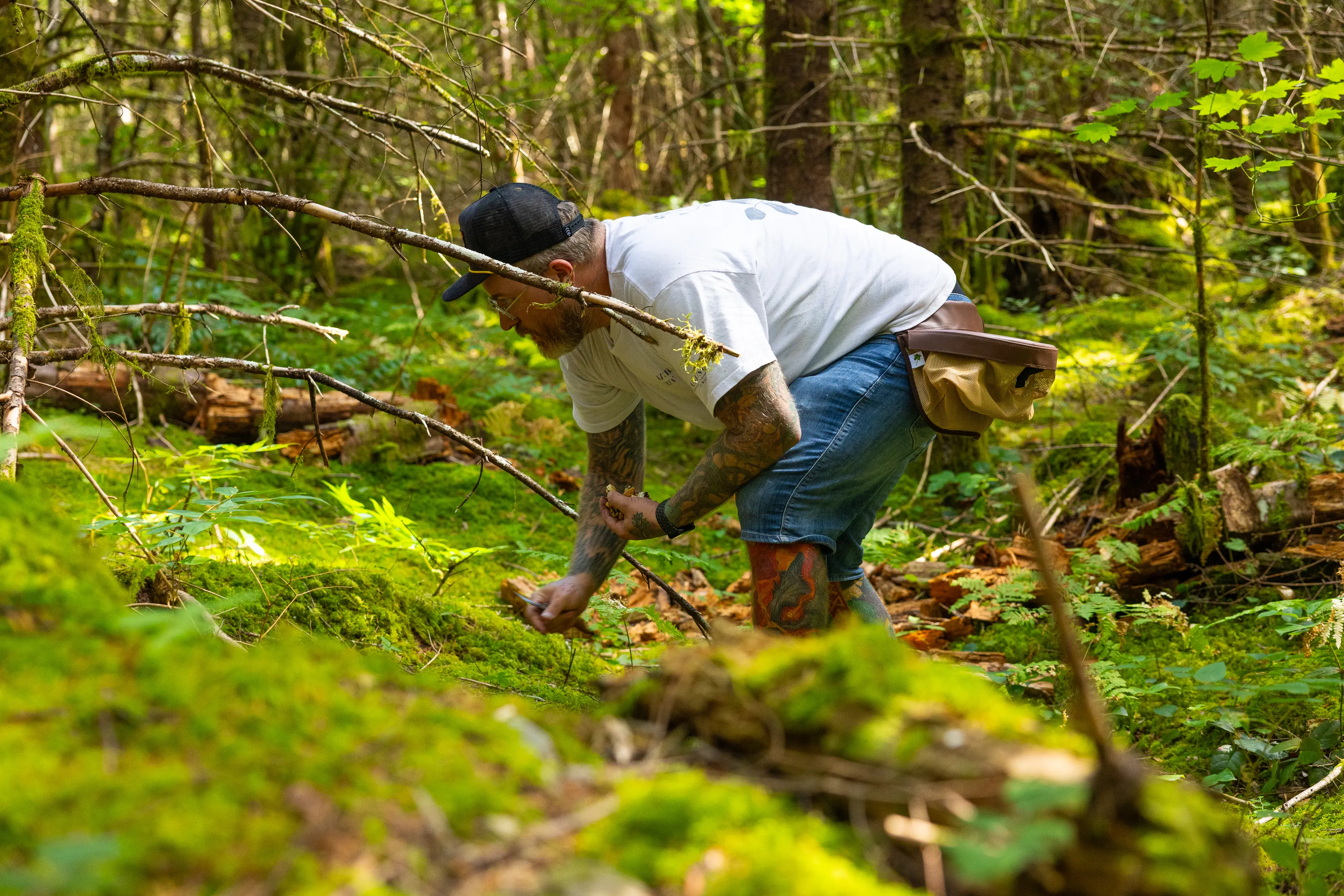 Chef Gus from Published on Main while mushroom picking.