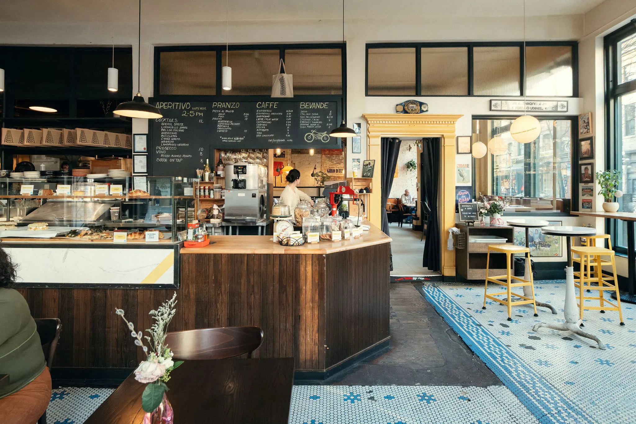 Interior photo of the restaurant Di Beppe in Gastown, Vancouver.