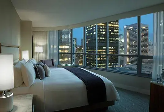 Hotel room at the Marriott Pinnacle Downtown Hotel in Vancouver.