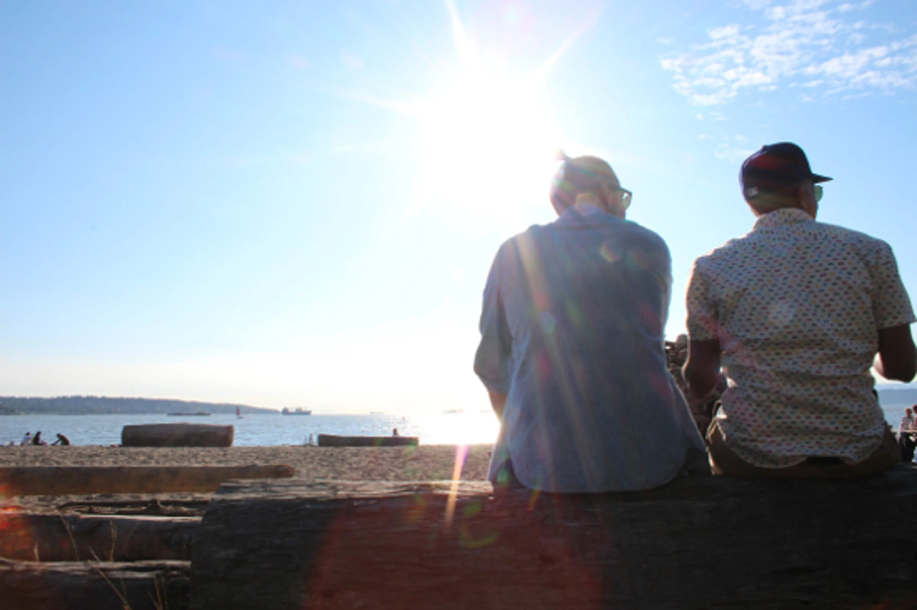 Two guys at English Bay