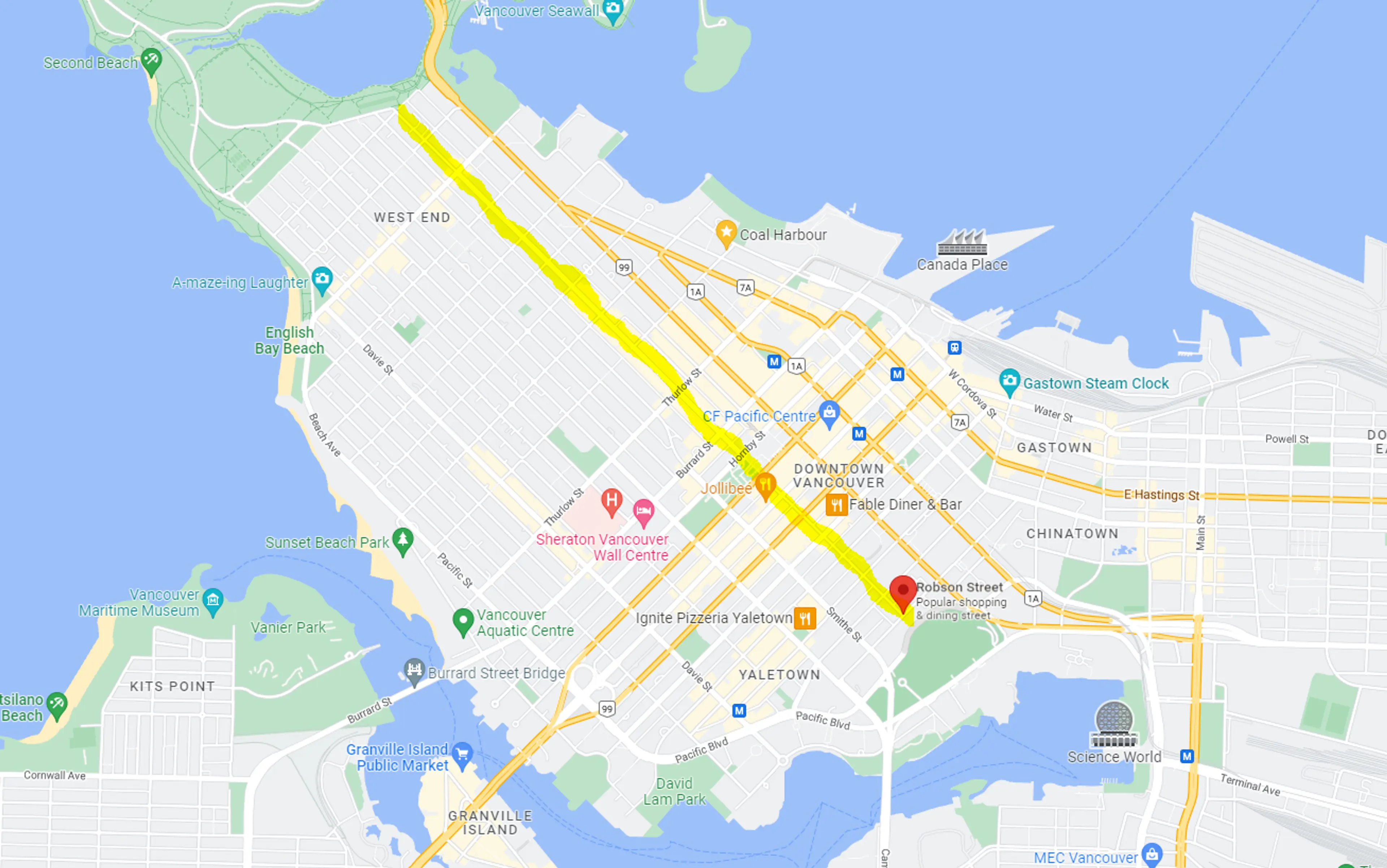 Robson Street Map