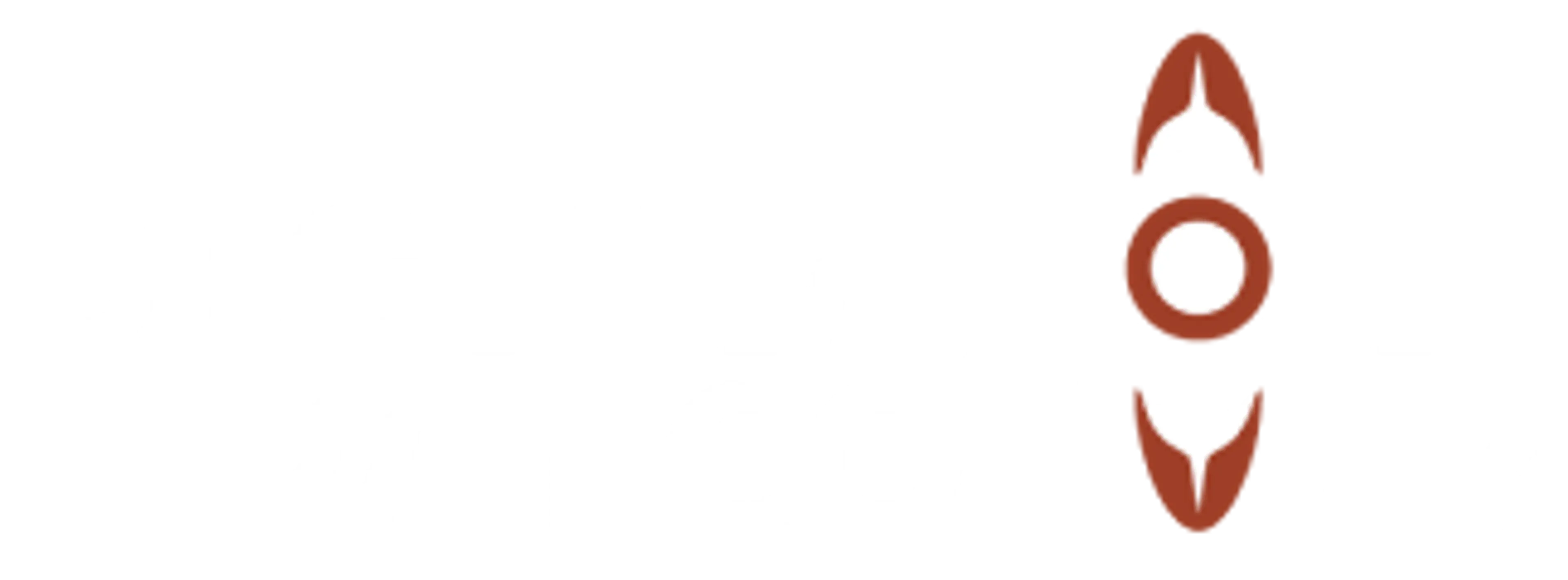 Text reading 'Destination Vancouver' with a stylized red and white compass design integrated into the letter O