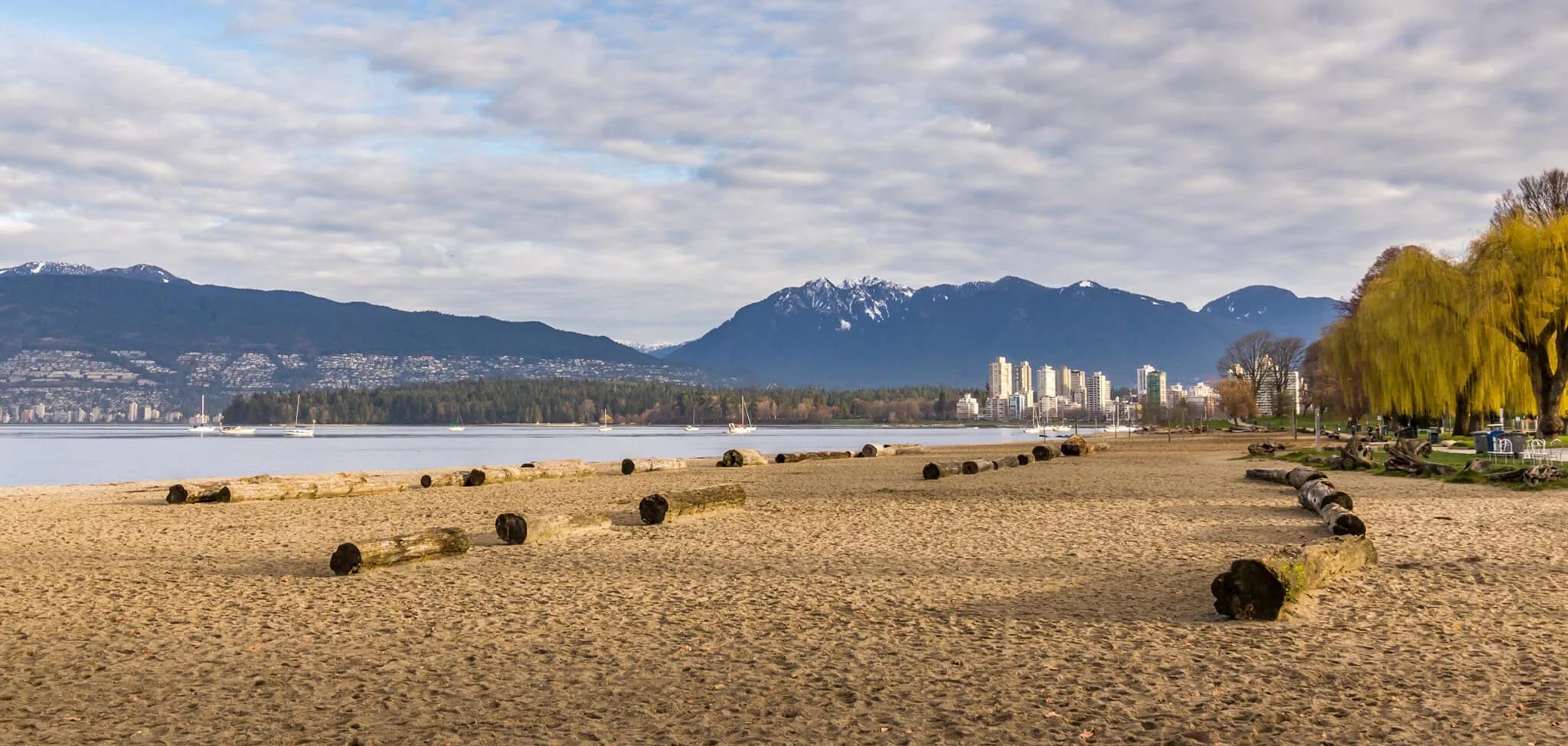 Vancouver skyline and mountains viewed from Kitsilano Beach