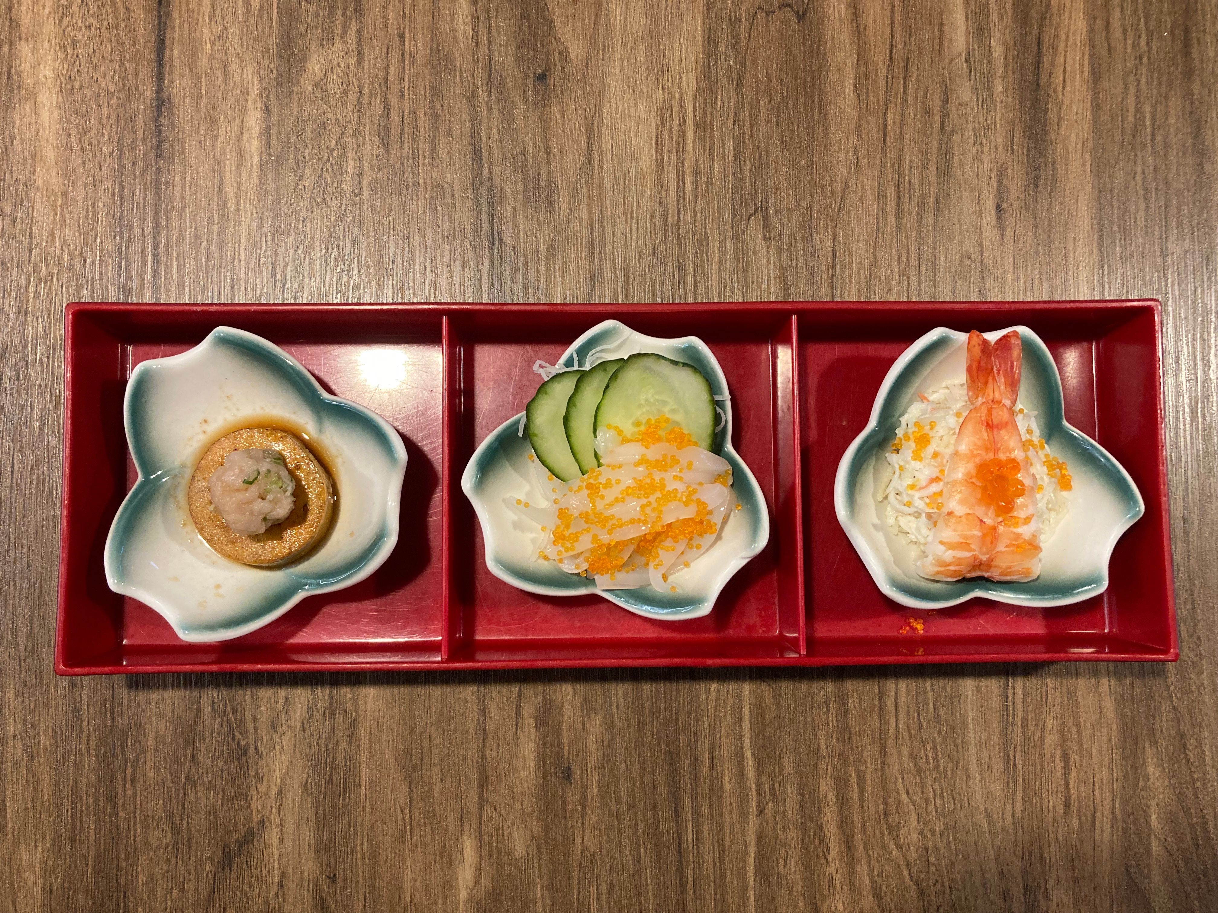 3 dishes from sushi bar