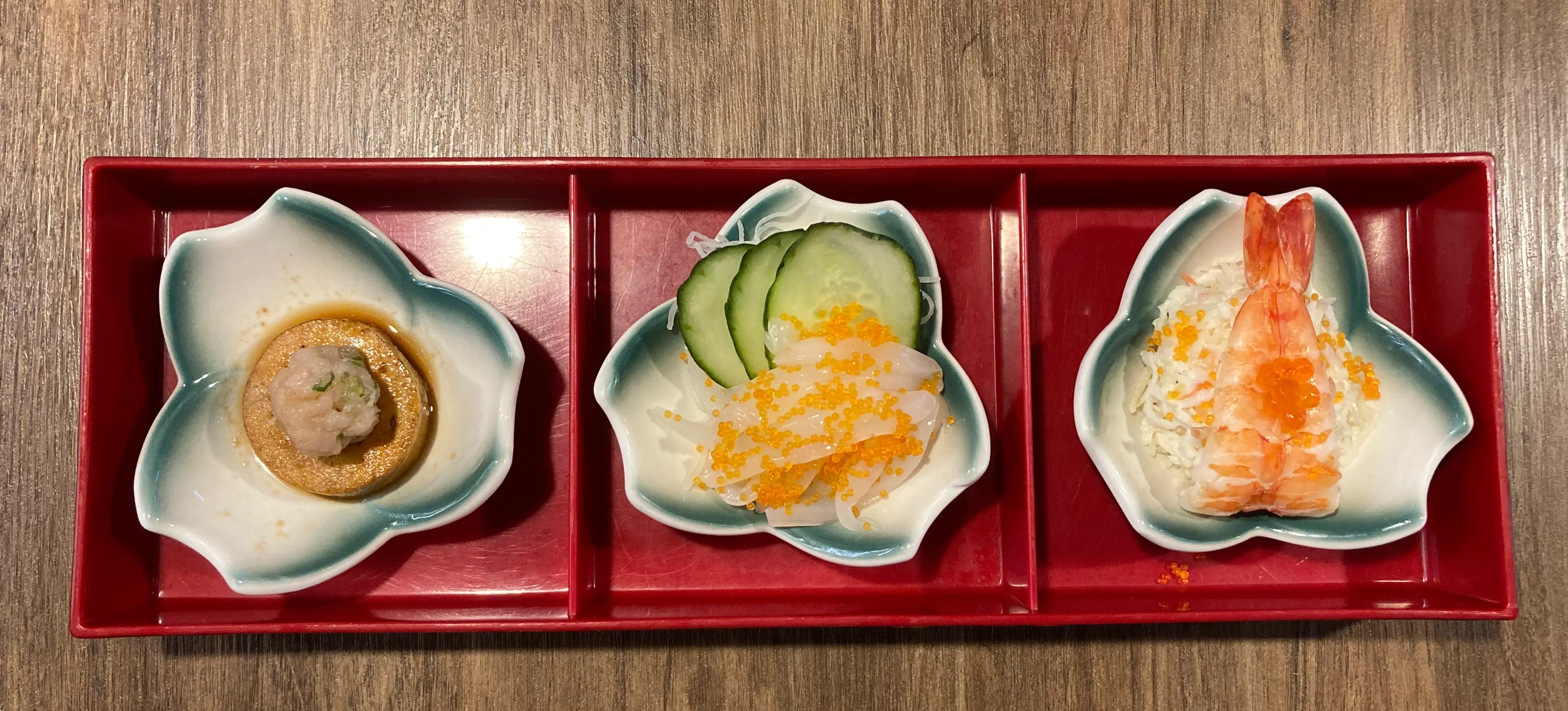 3 dishes from sushi bar