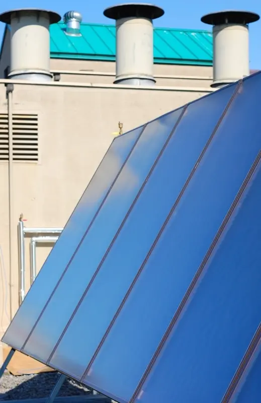 Solar panels on the roof of the Listel Hotel in Vancouver