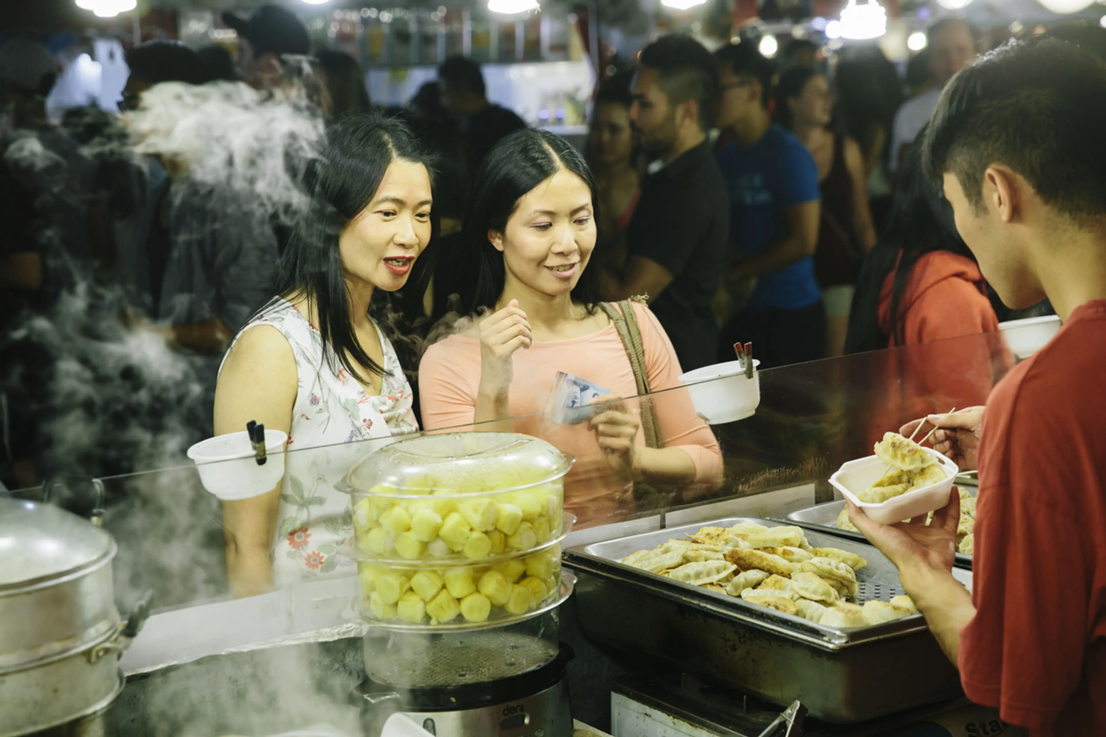 Ordering dim sum at the Richmond Night Market
