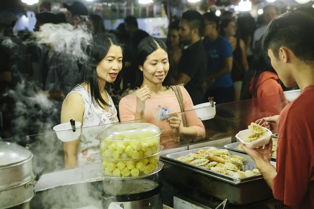 Ordering dim sum at the Richmond Night Market