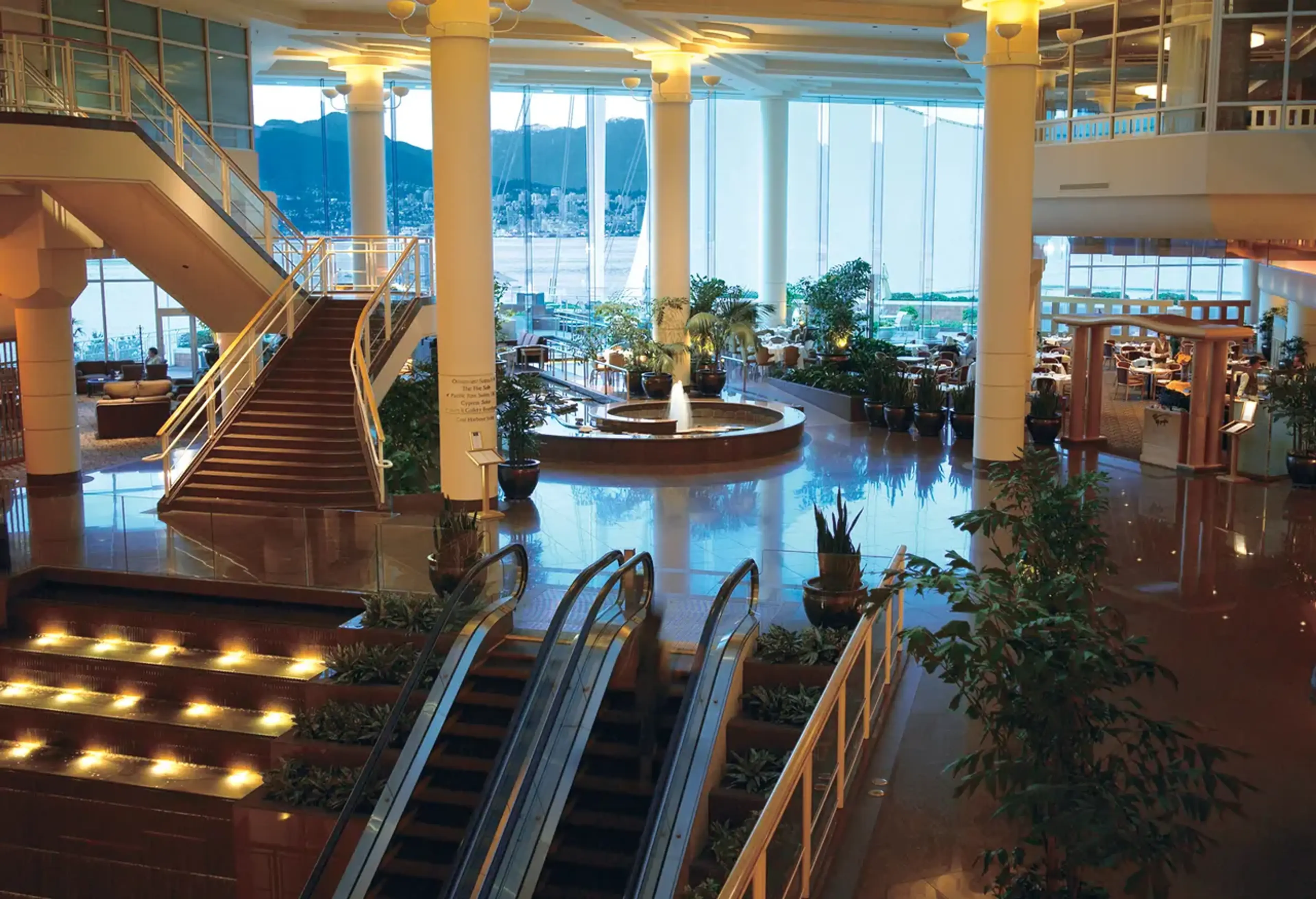 Lobby at the Pan Pacific Hotel in Vancouver.