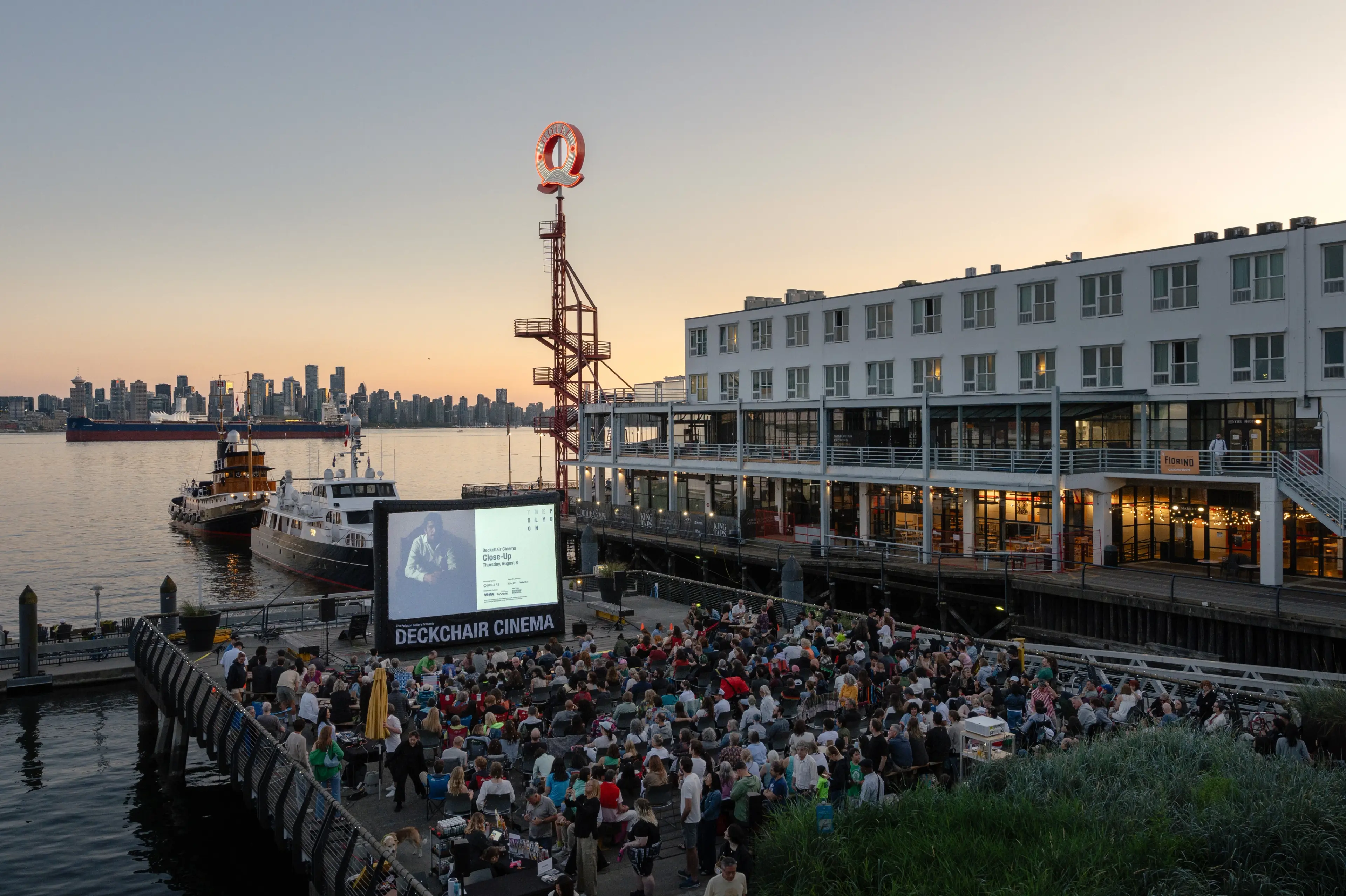 People watch an outdoor movie at Deckchair Cinema at the Polyon Gallery in North Vancouver.