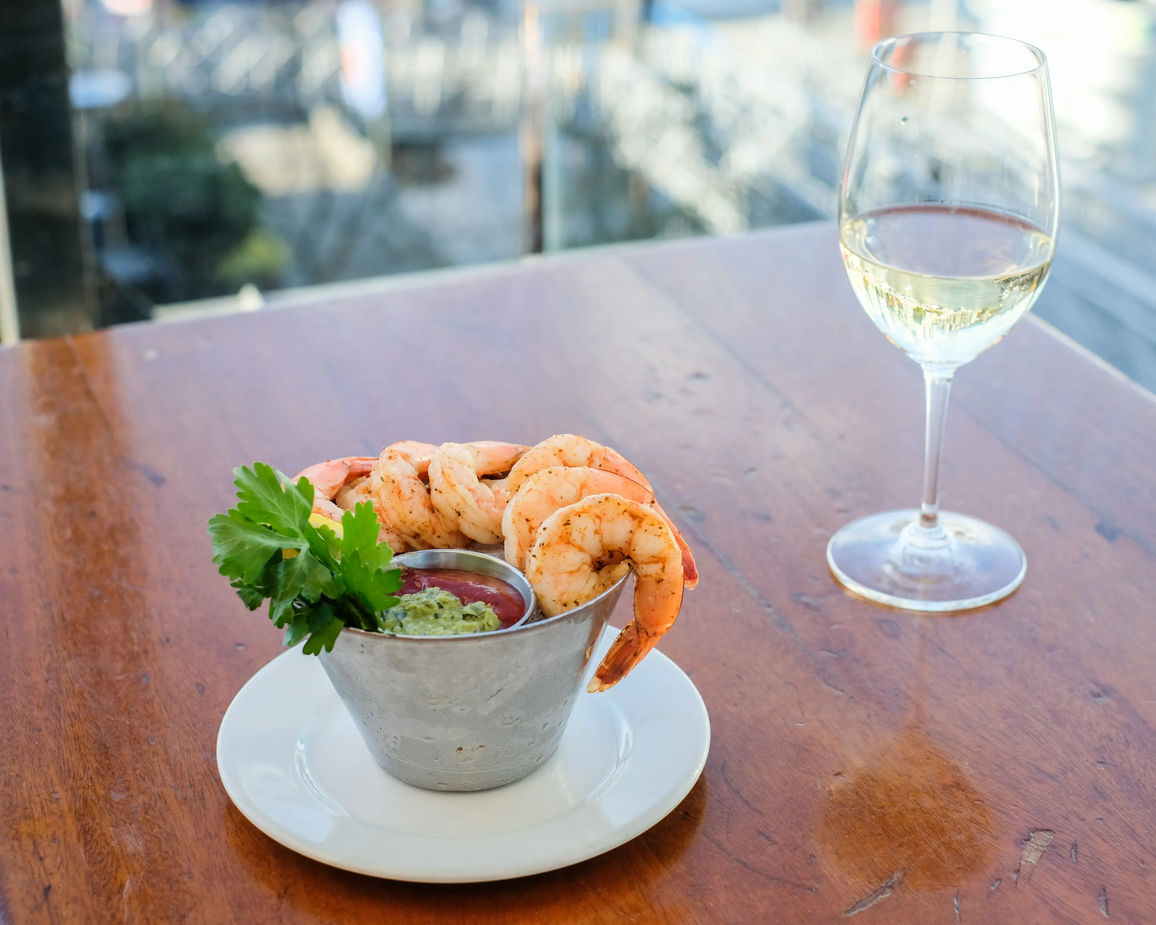 Prawn cocktail on the patio of The Sandbar