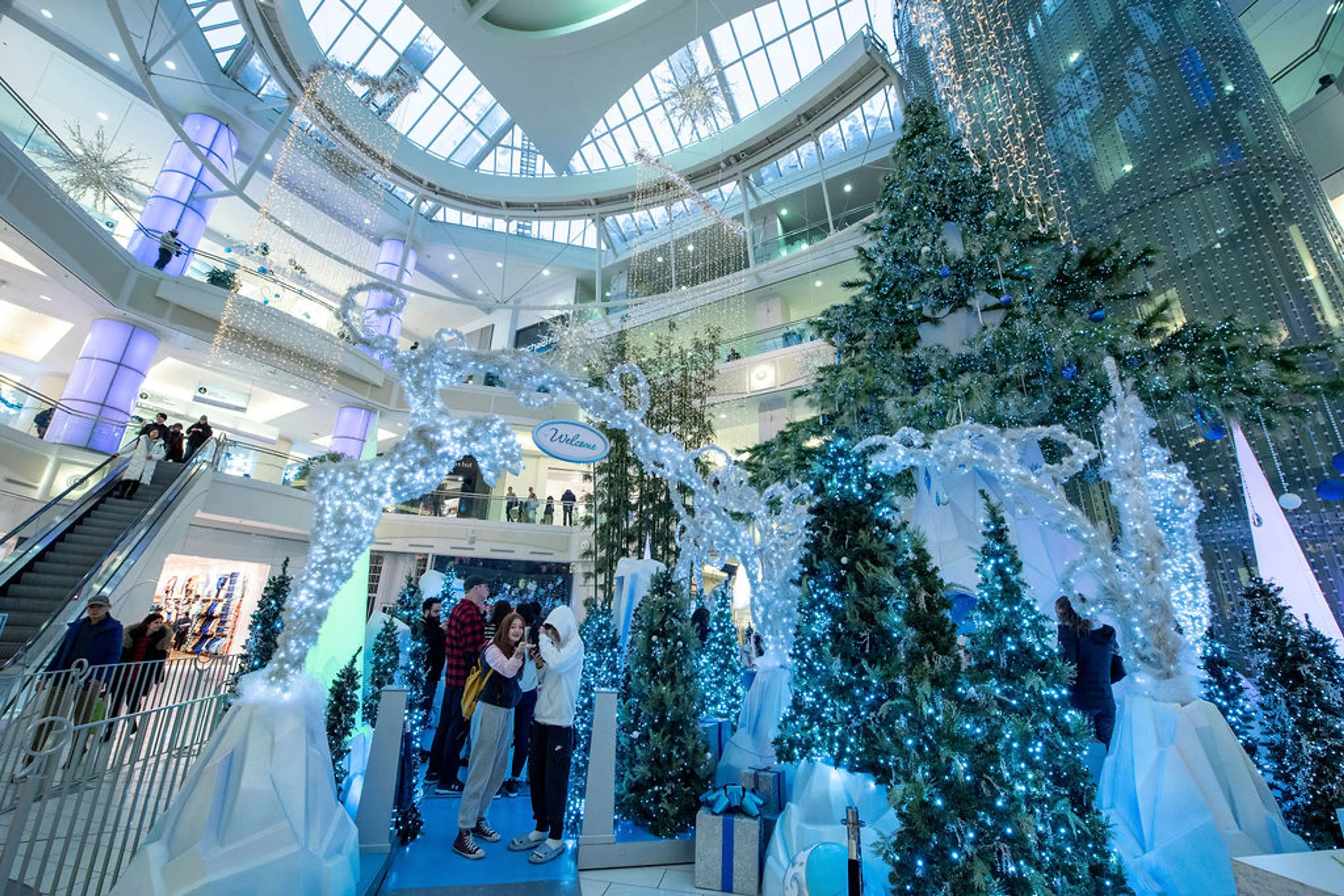Metrotown decorated during the holiday season in Vancouver.