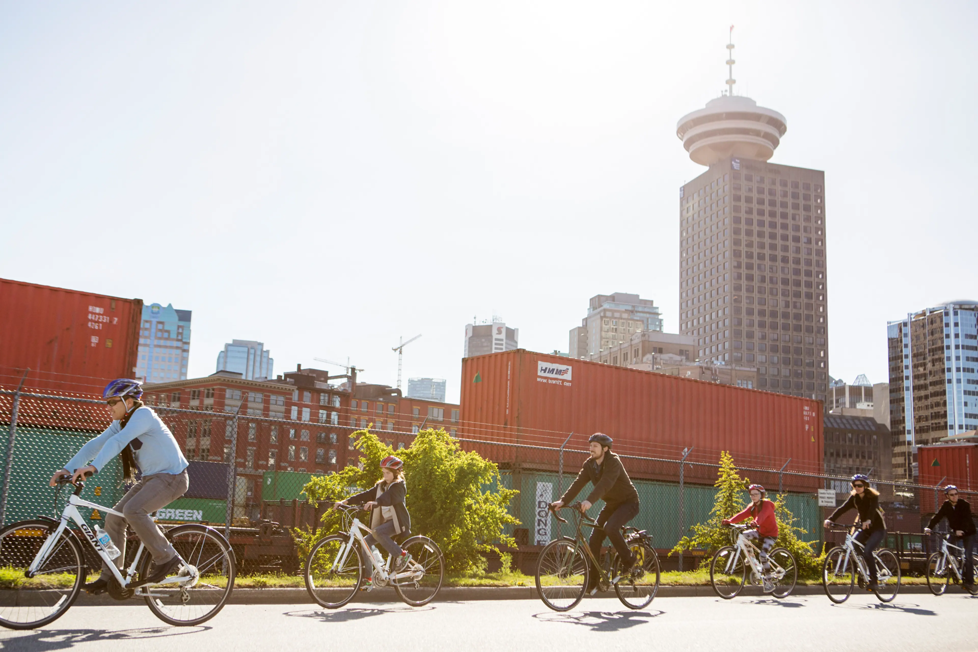 Cyclists on a tour in Vancouver