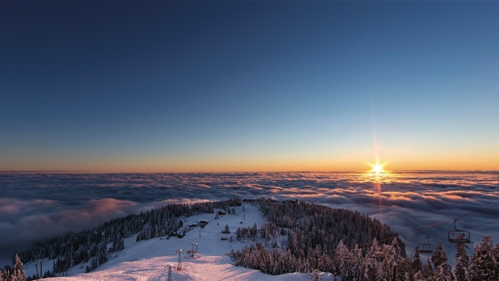 Sunrise at Grouse Mountain Resort in Vancouver