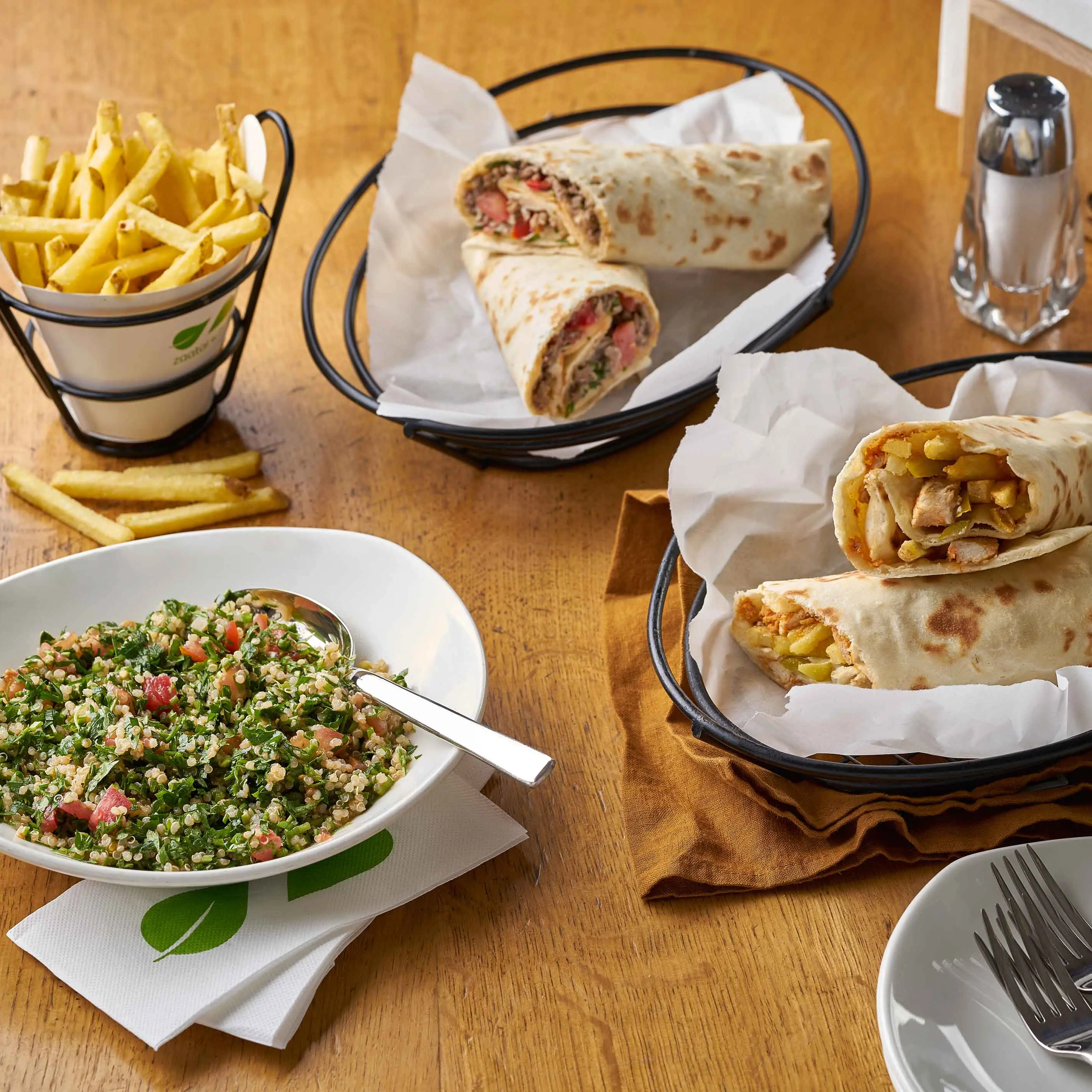 wraps and quinoa tabbouleh