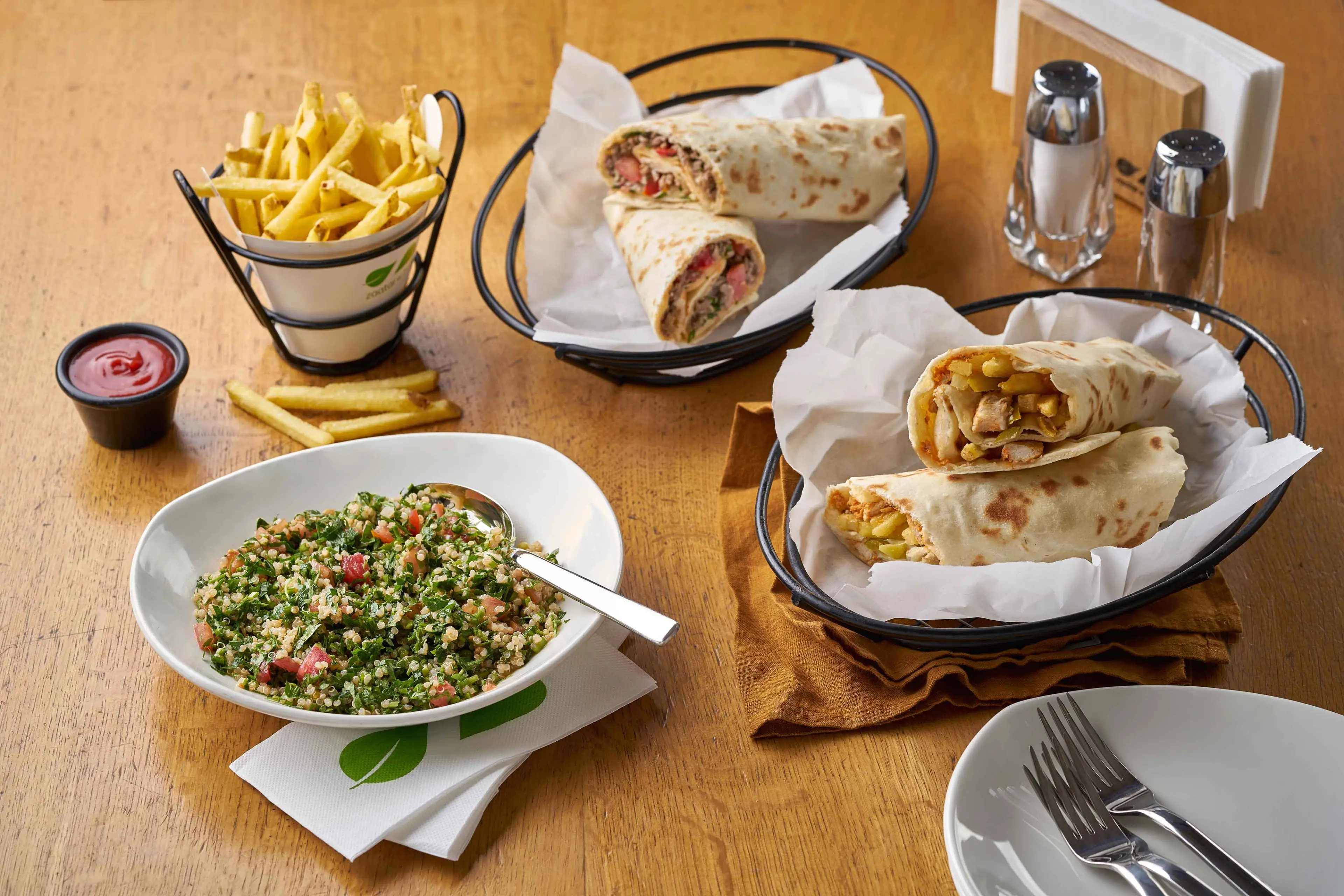 wraps and quinoa tabbouleh