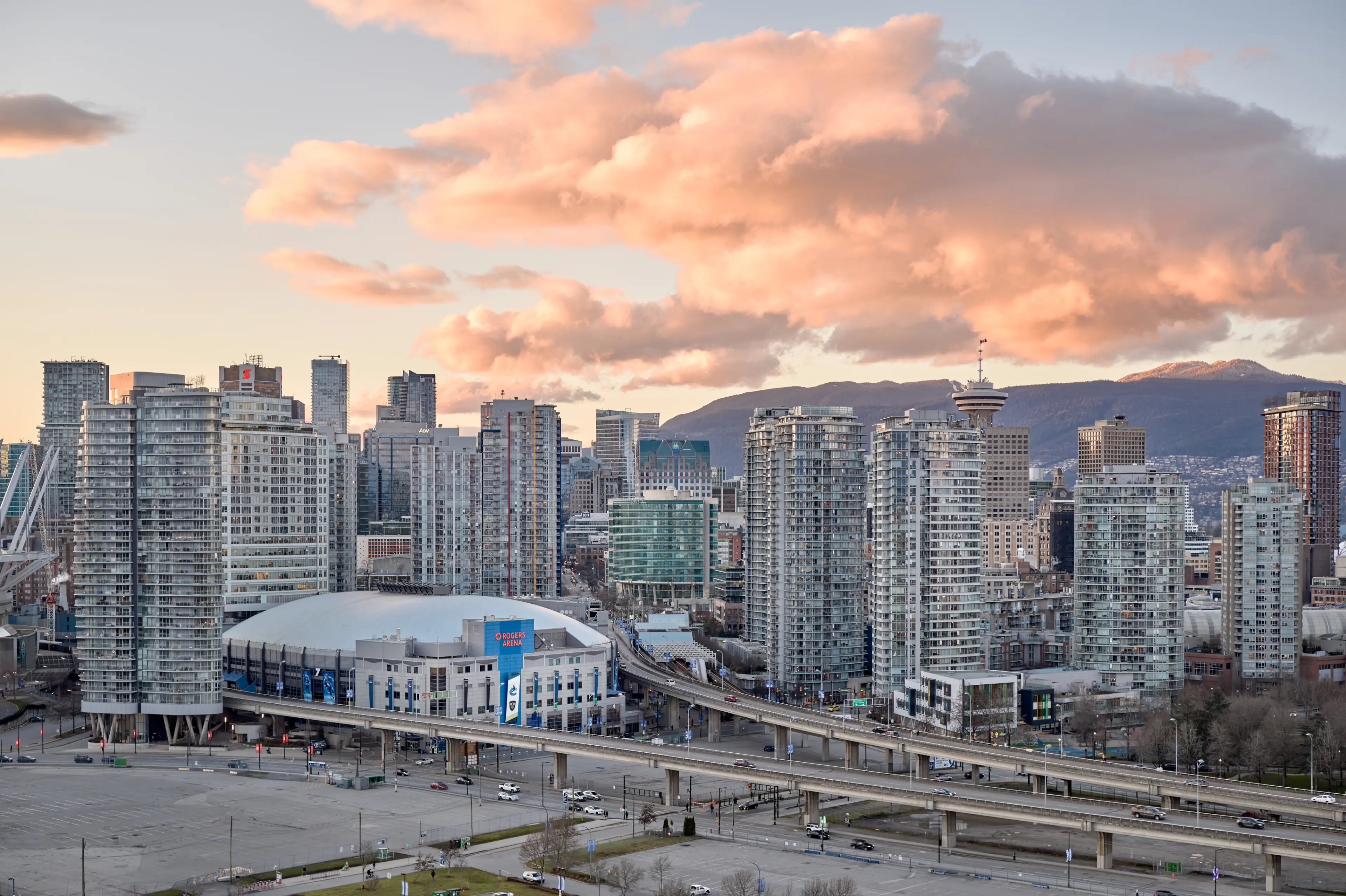 Exterior image of Roger's Arena in Vancouver.