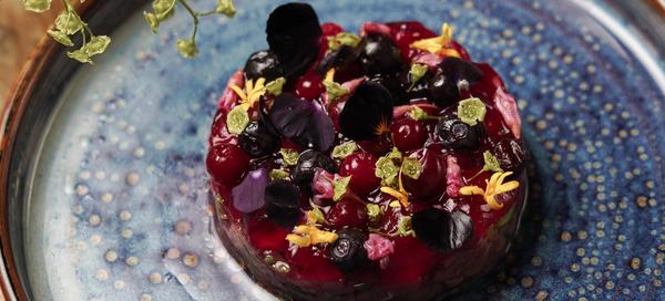 Burdock & Co. Beef Tartar with Pickled Ramps + Red Currant Flower Jelly