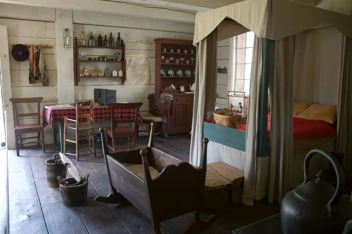 Interior of a heritage building at Fort Langley National Historic Site.