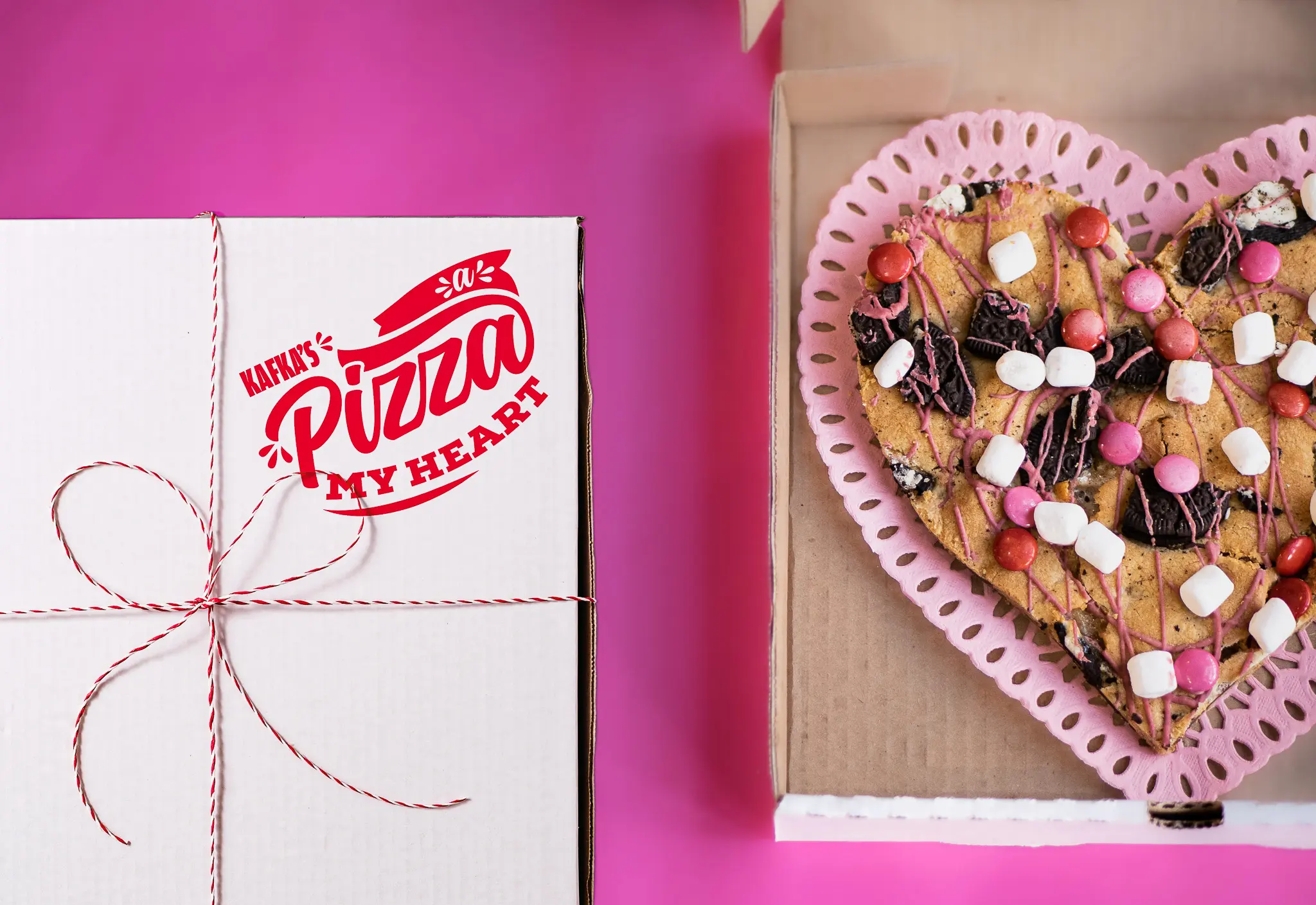 Heart-shaped pizza cookie from Kafka's