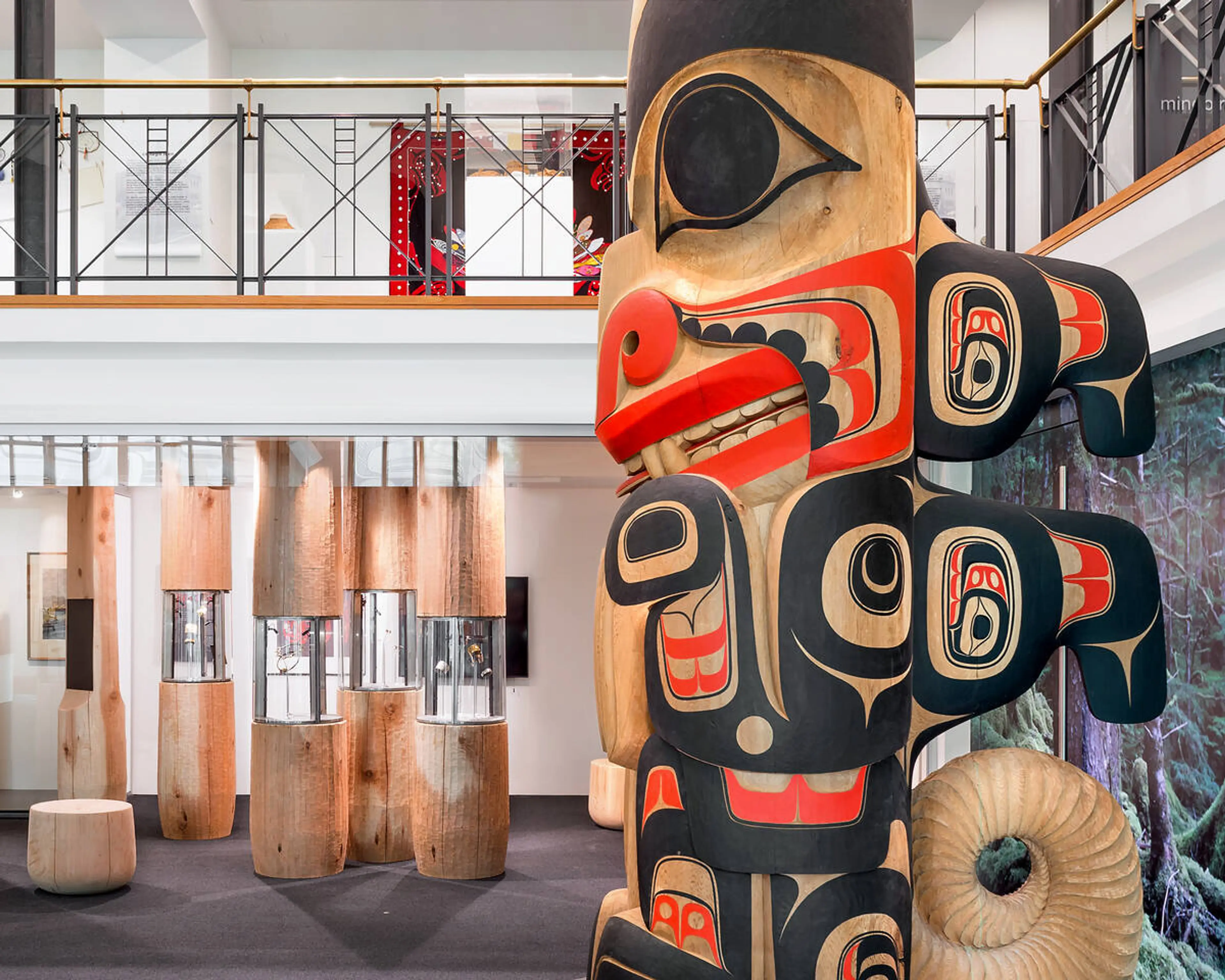 Art on two levels of the Bill Reid Gallery