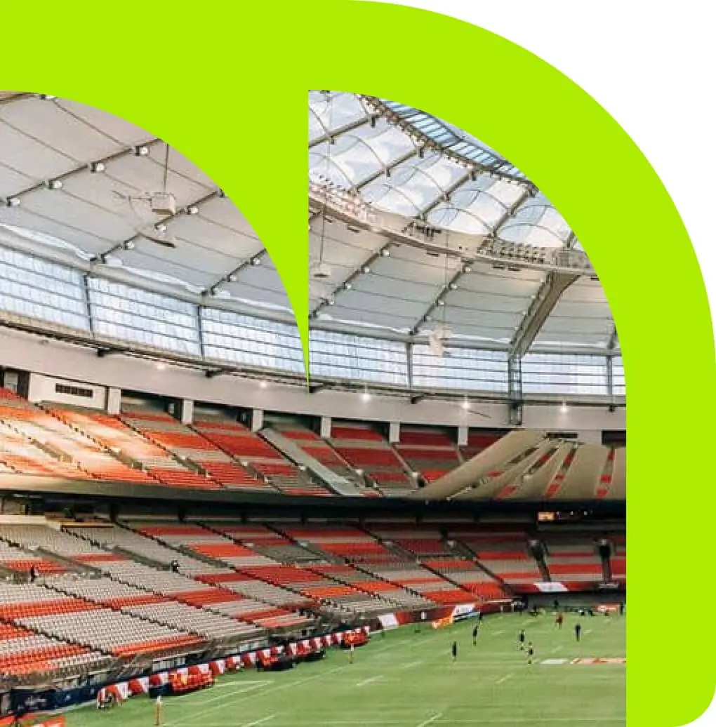 FIFA 26 themed cutout showing inside of BC Place