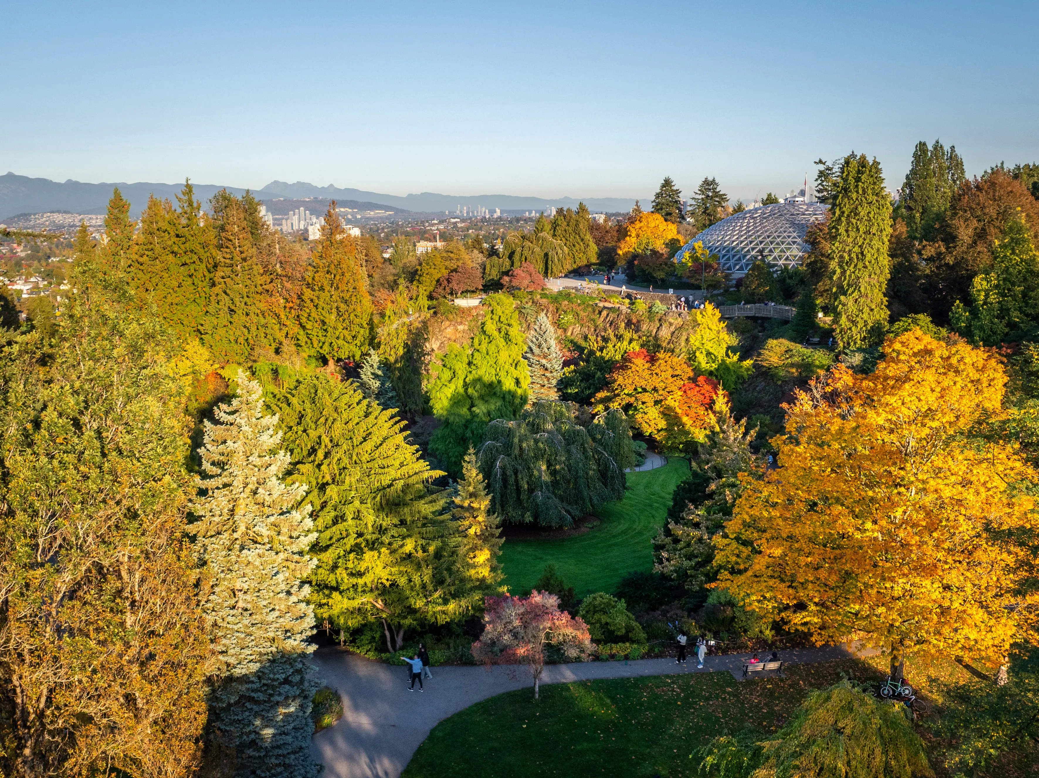 Vancouver's Queen Elizabeth Park in the fall leaves in autumn colours.