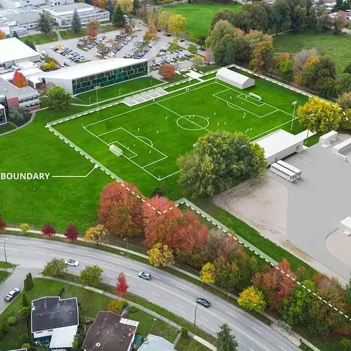 Aerial shot of Killarney Park in Vancouver