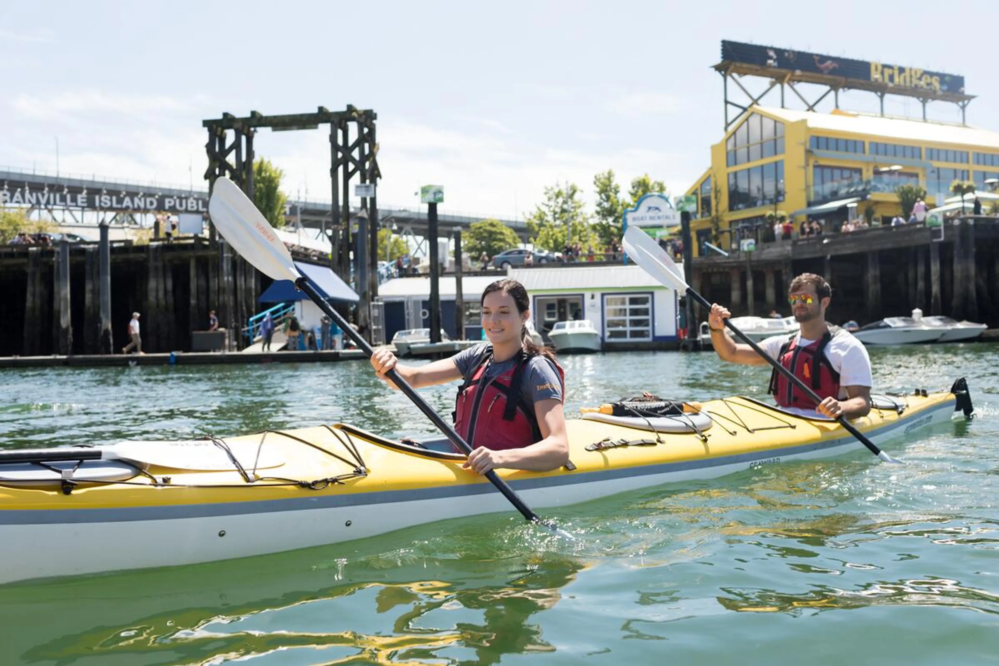 Kayaking around Granville Island in Vancouver.