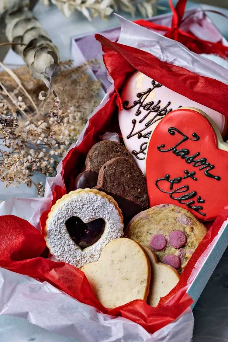 Valentine's day cookie box from Cadeaux Bakery in Vancouver