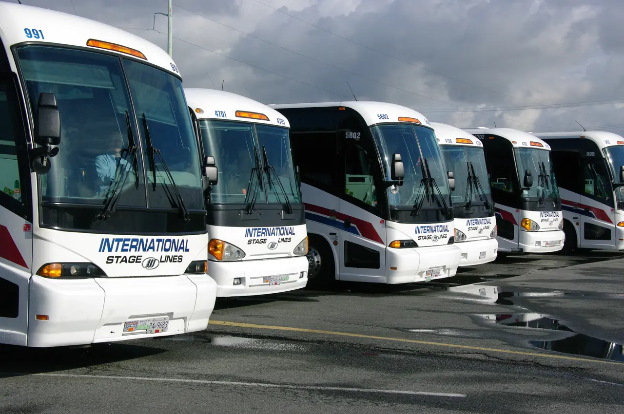 International Stage Lines Fleet at bus yard in Richmond